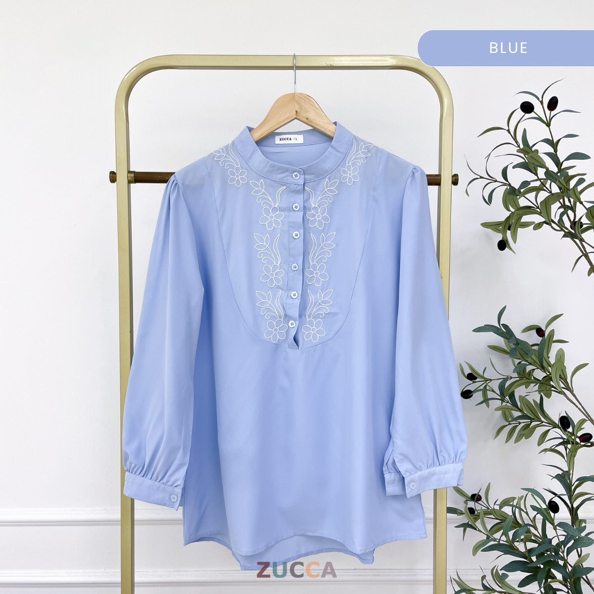 ZUCCA HAYNA HALF-BUTTON COTTON WOMEN BLOUSE - DM020 BAJU KEMEJA WANITA KOREAN STYLE