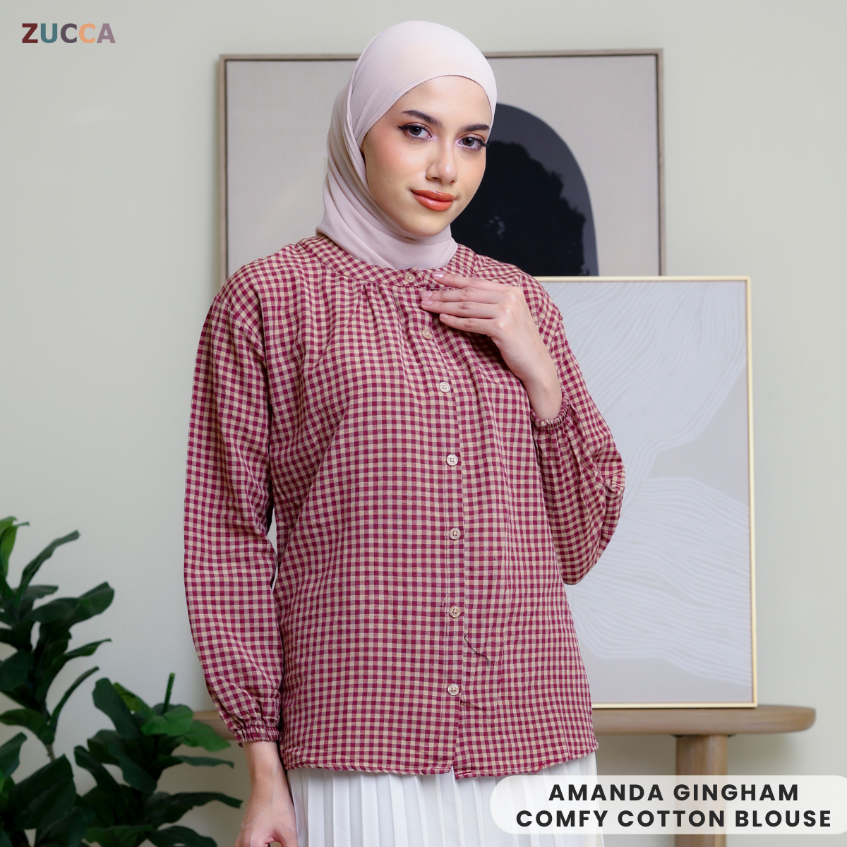 ZUCCA AMANDA BLAUS KASUAL BERPOLA GINGHAM - DM072A