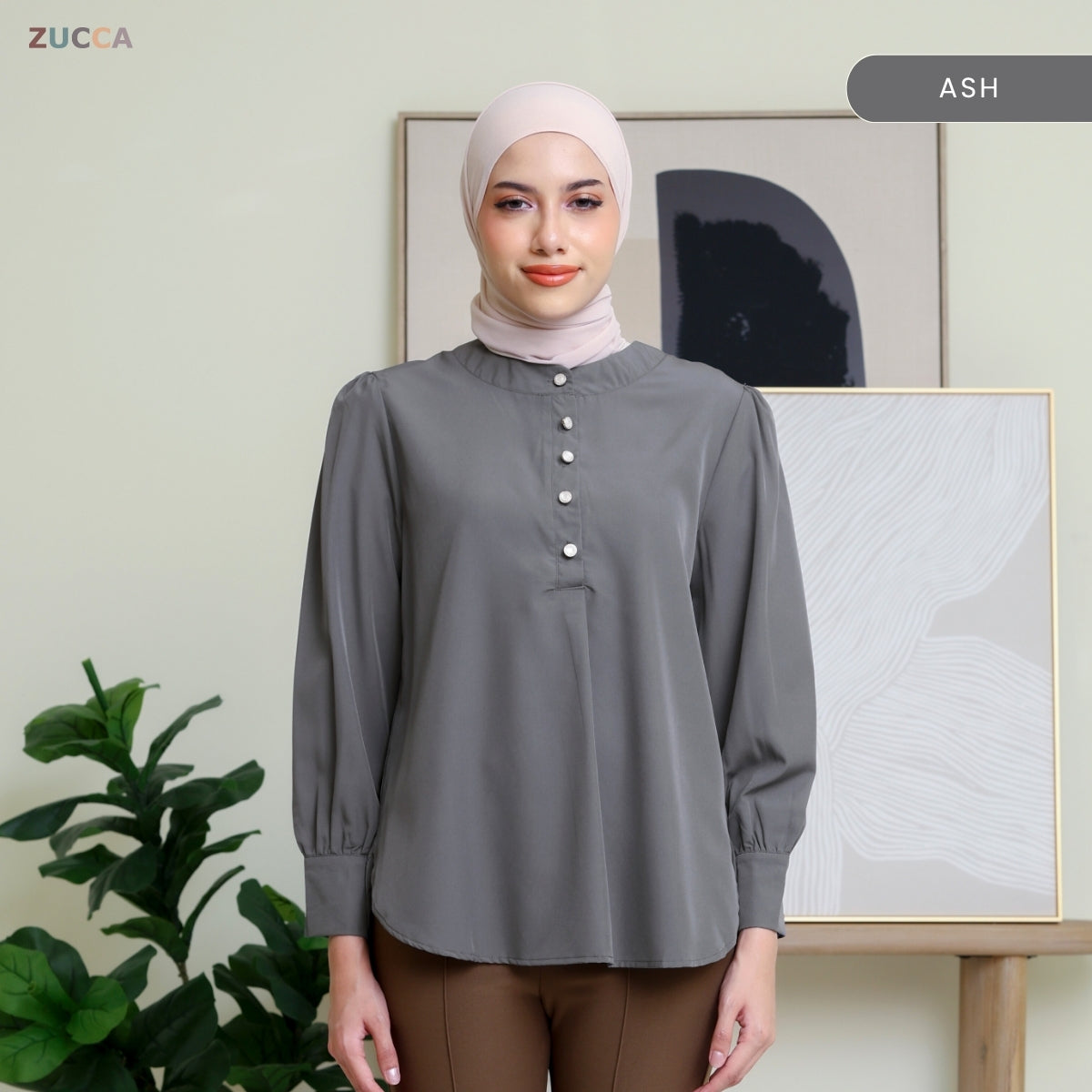 ZUCCA WAZAR LONG BLOUSE COMFY IRONLESS - DM109 Baju Cotton