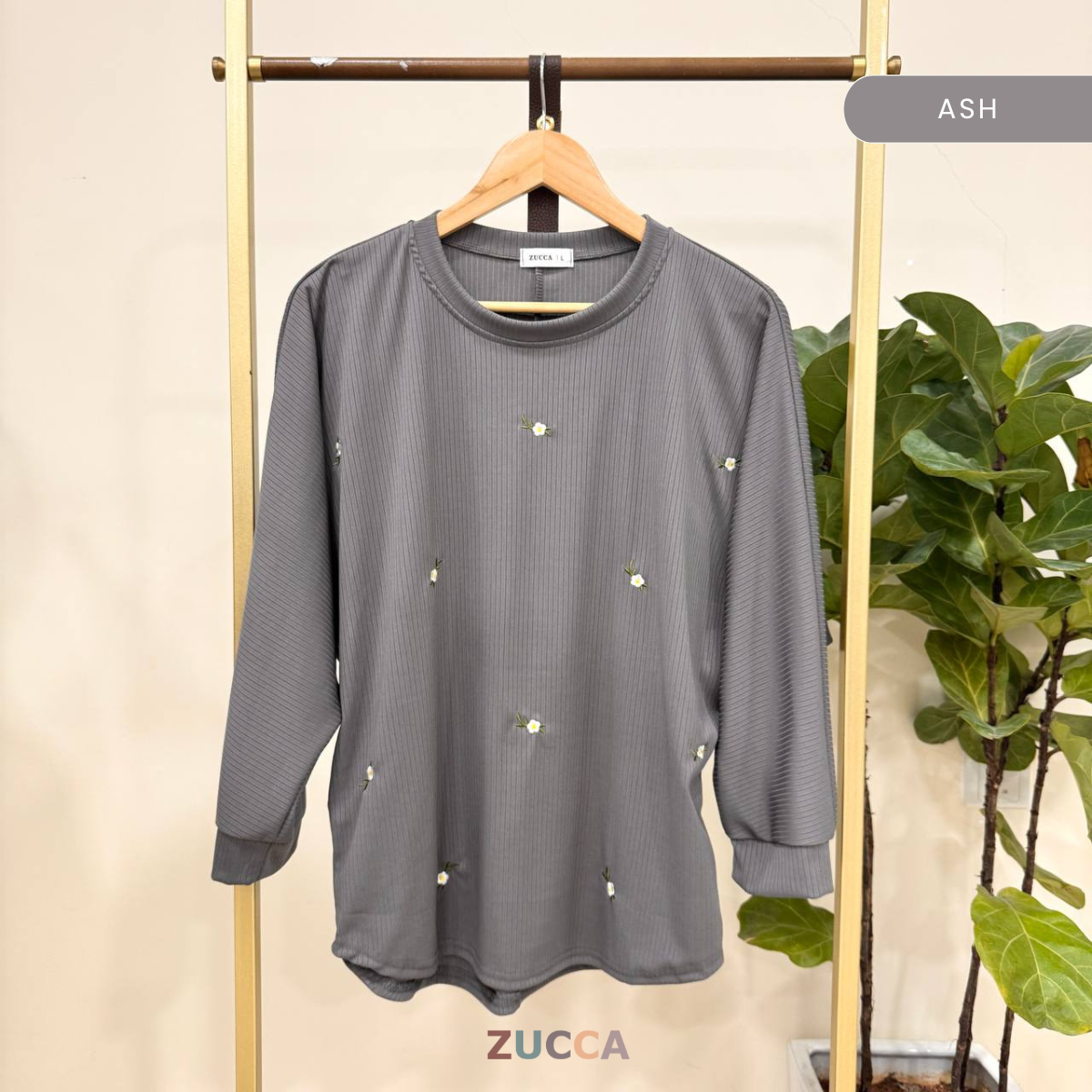 ZUCCA SIENA EMBROIDERY FLORAL WOMEN BLOUSE - DM259 RIB KNIT