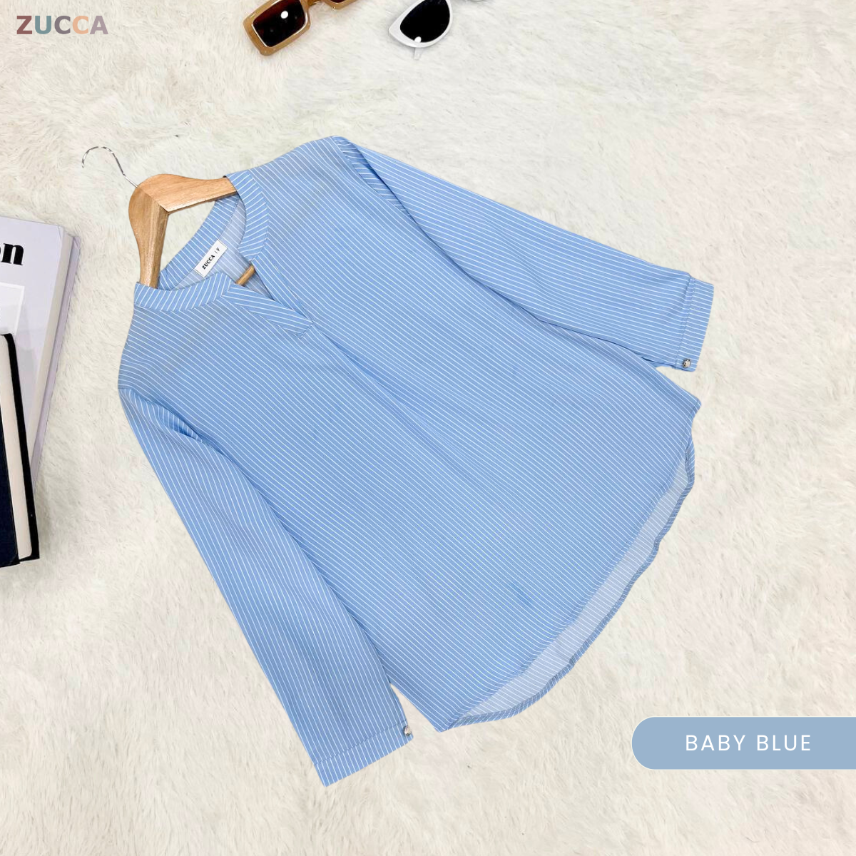 ZUCCA REINA COMFY PLAIN V-NECK BLOUSE - DM144