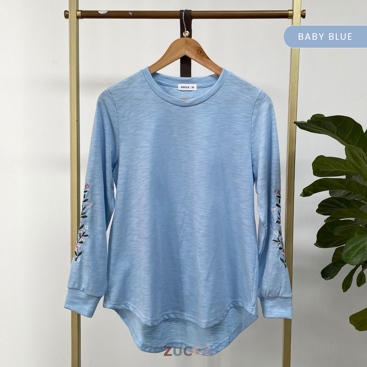 ZUCCA STARLY FLORAL EMBROIDERY SLEEVE SHIRT - MA035