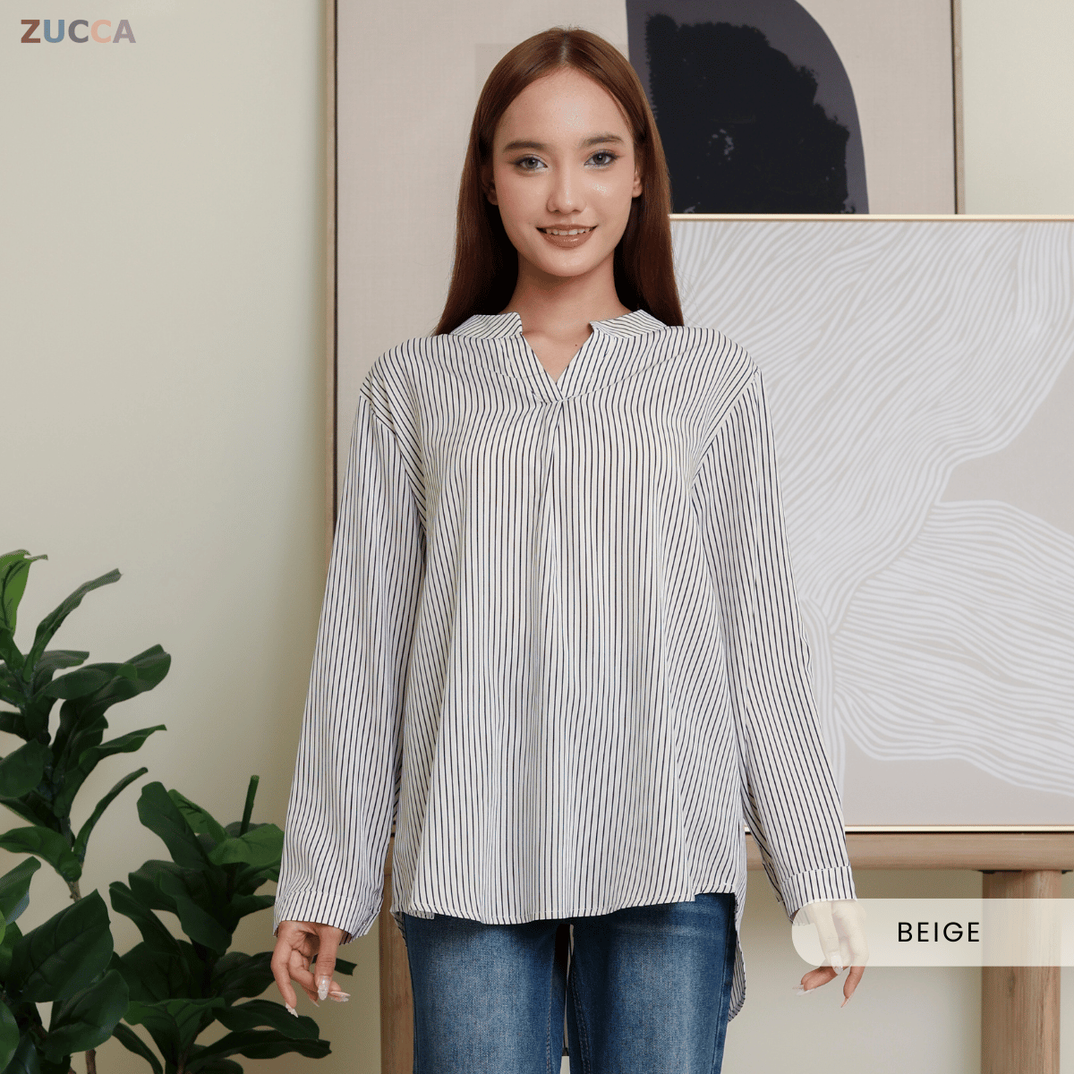 ZUCCA REINA COMFY PLAIN V-NECK BLOUSE - DM144
