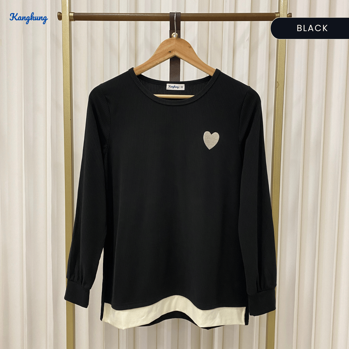 KANGKUNG ILANA BLOUSE RIBBED KASUAL YANG SELESA - KK1041