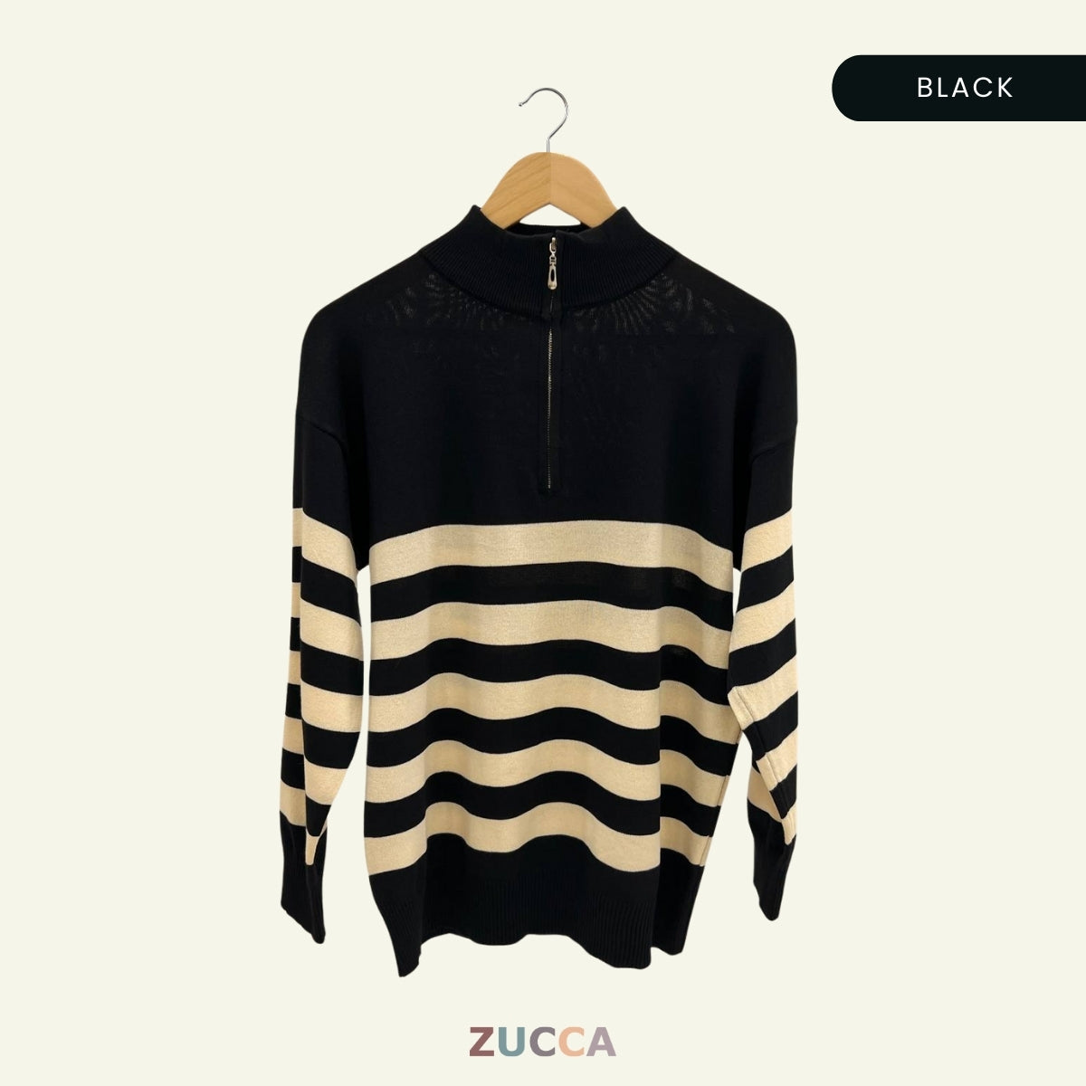 ZUCCA IVANA KEMEJA JALUR LEHER TINGGI BERZIP SEPARUH - DM115 NEW