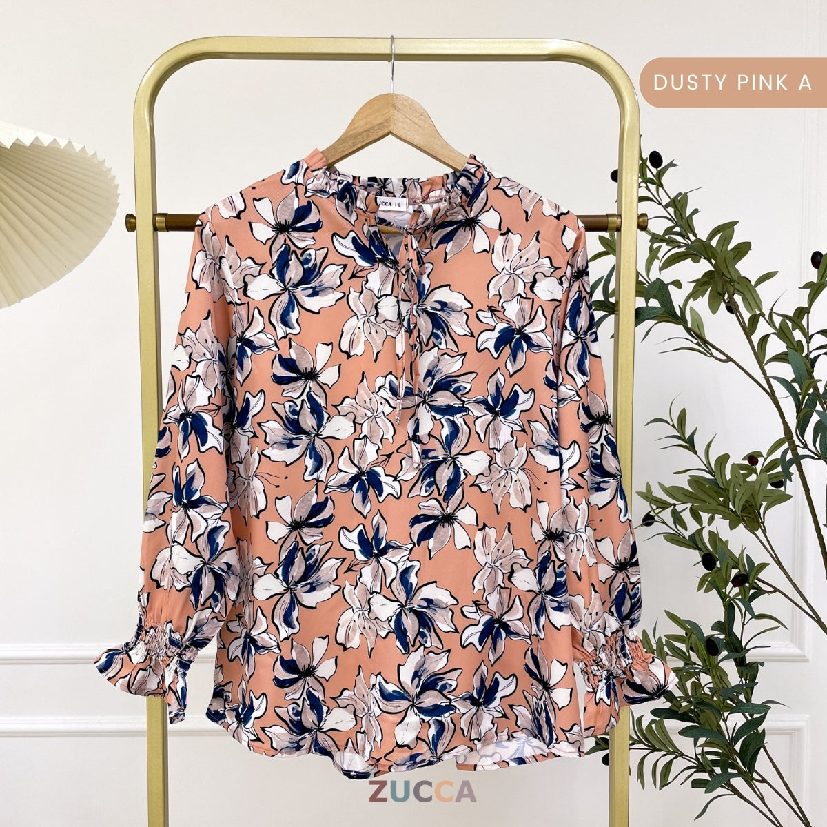ZUCCA NIKITA BLOUSE LEHER REBEN BERCORAK FLORAL GAYA KOREA - DM248