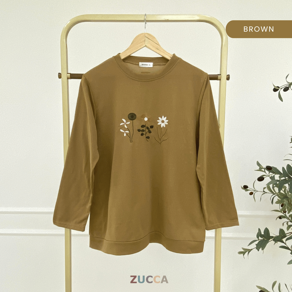 ZUCCA MAXINE BLAUS KASUAL WANITA DENGAN SULAMAN BUNGA - DM274