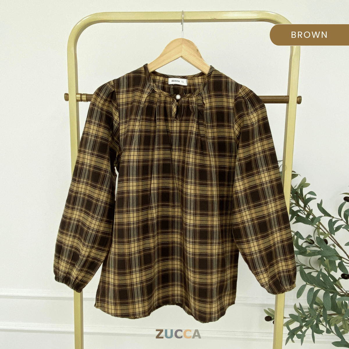 ZUCCA NANCY BLAUS WANITA KASUAL CORAK PLAID - DM282