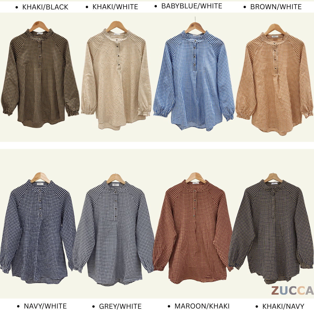 Lily Half Button Gingham Women Blouse - DM149