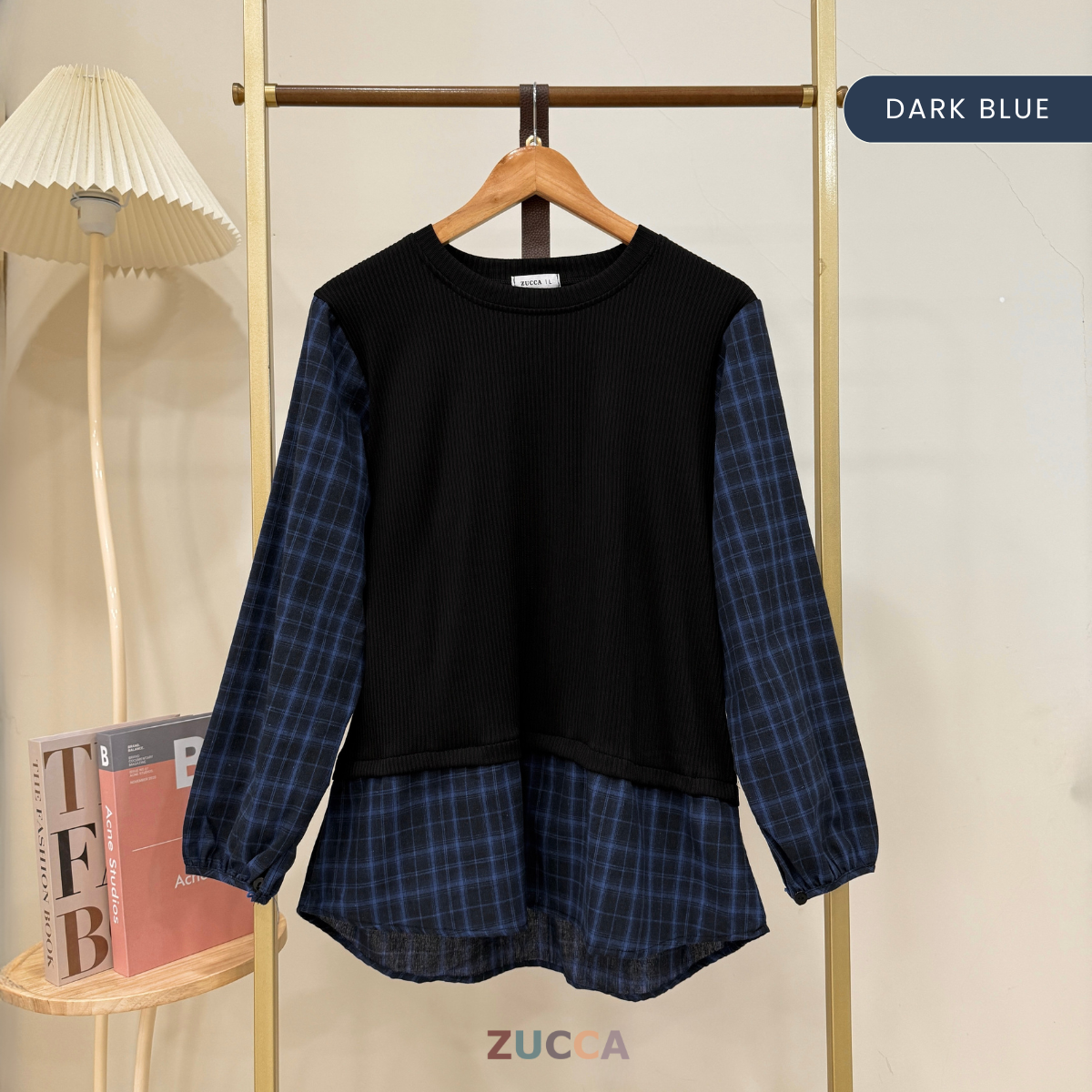 ZUCCA ALEENA BLOUSE PATCHWORK PLAID BERPETAK - DM254