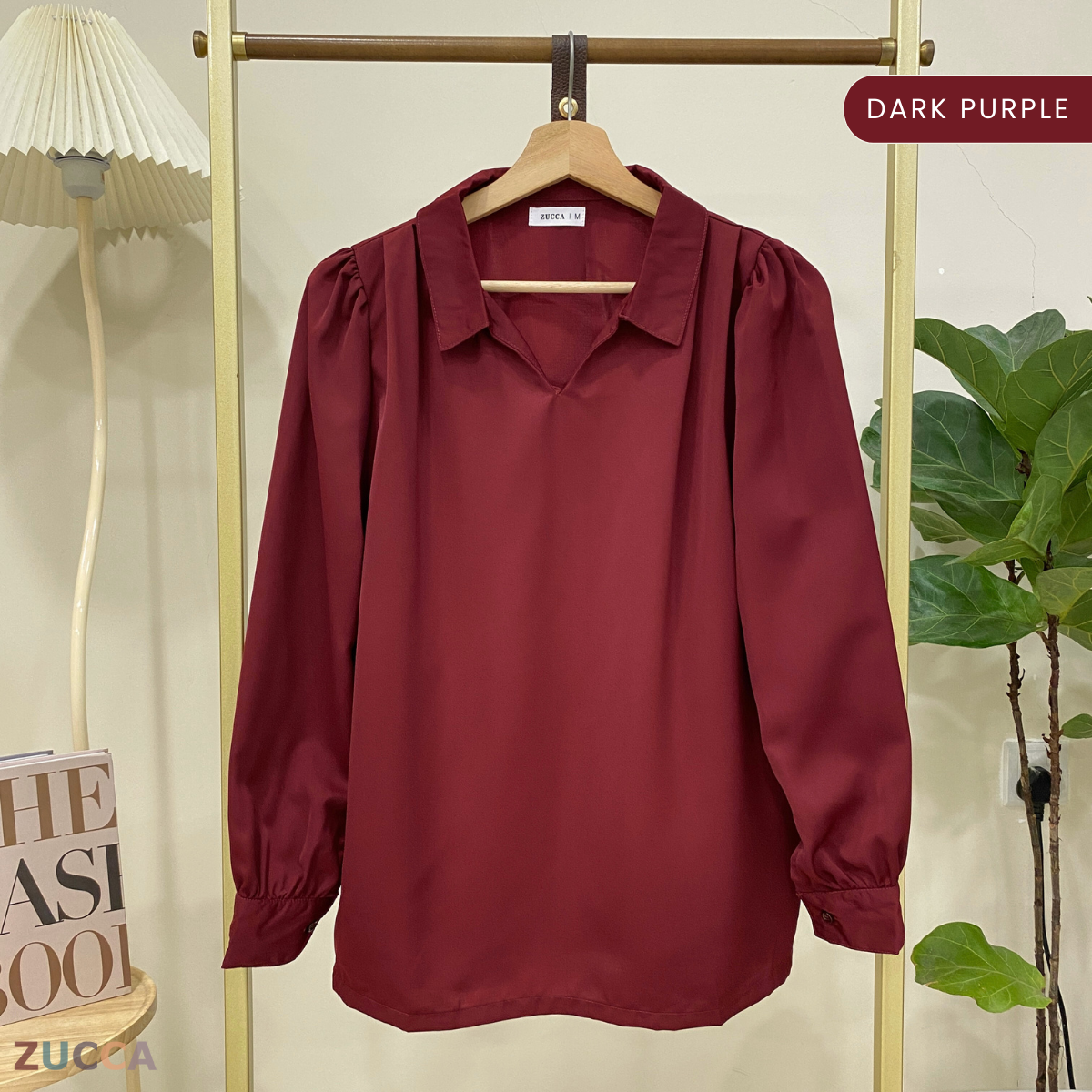 ZUCCA YESSI V-COLLAR PUFFED SLEEVES BLOUSE - MA019