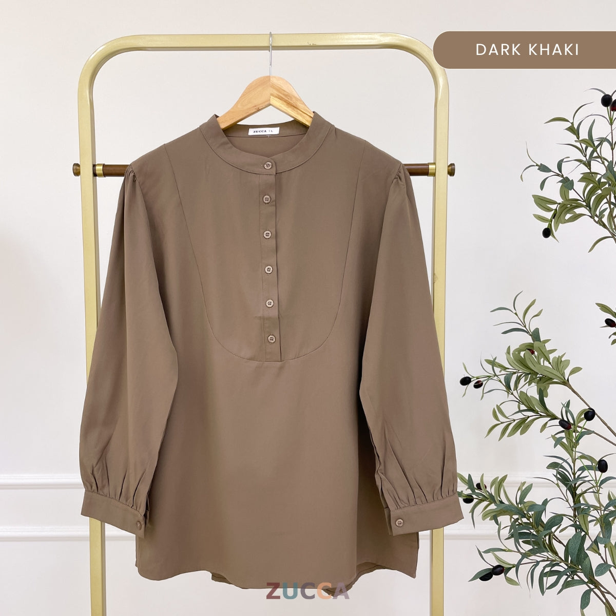 ZUCCA CHERRY HALF BUTTON PUFFED WOMEN BLOUSE - DM020A