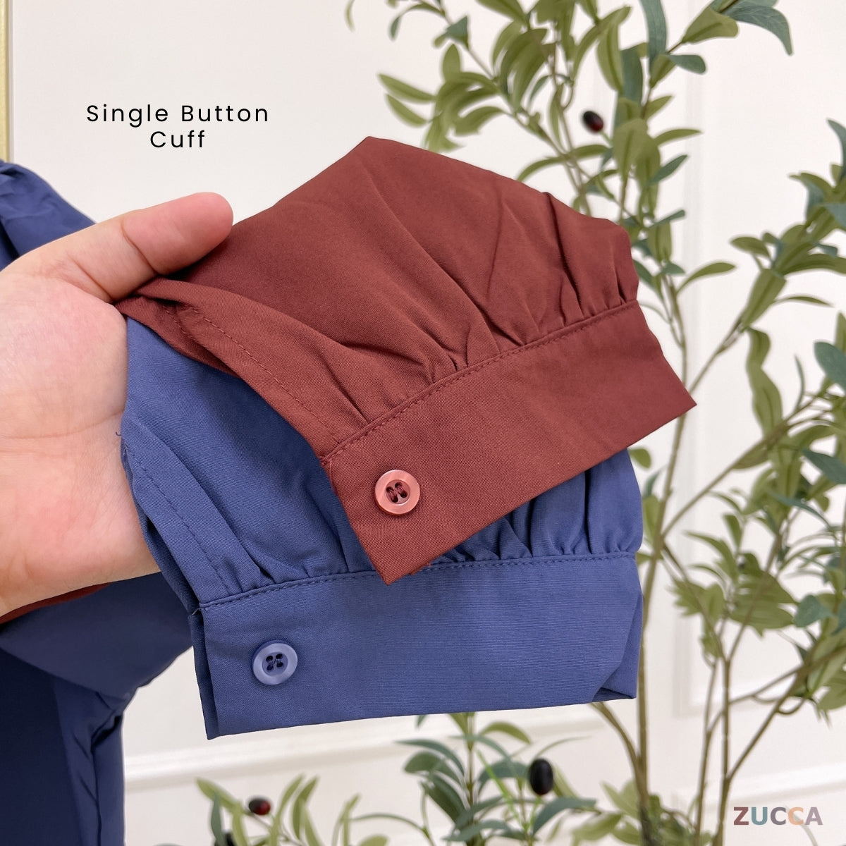 ZUCCA CHERRY HALF BUTTON PUFFED WOMEN BLOUSE - DM020A