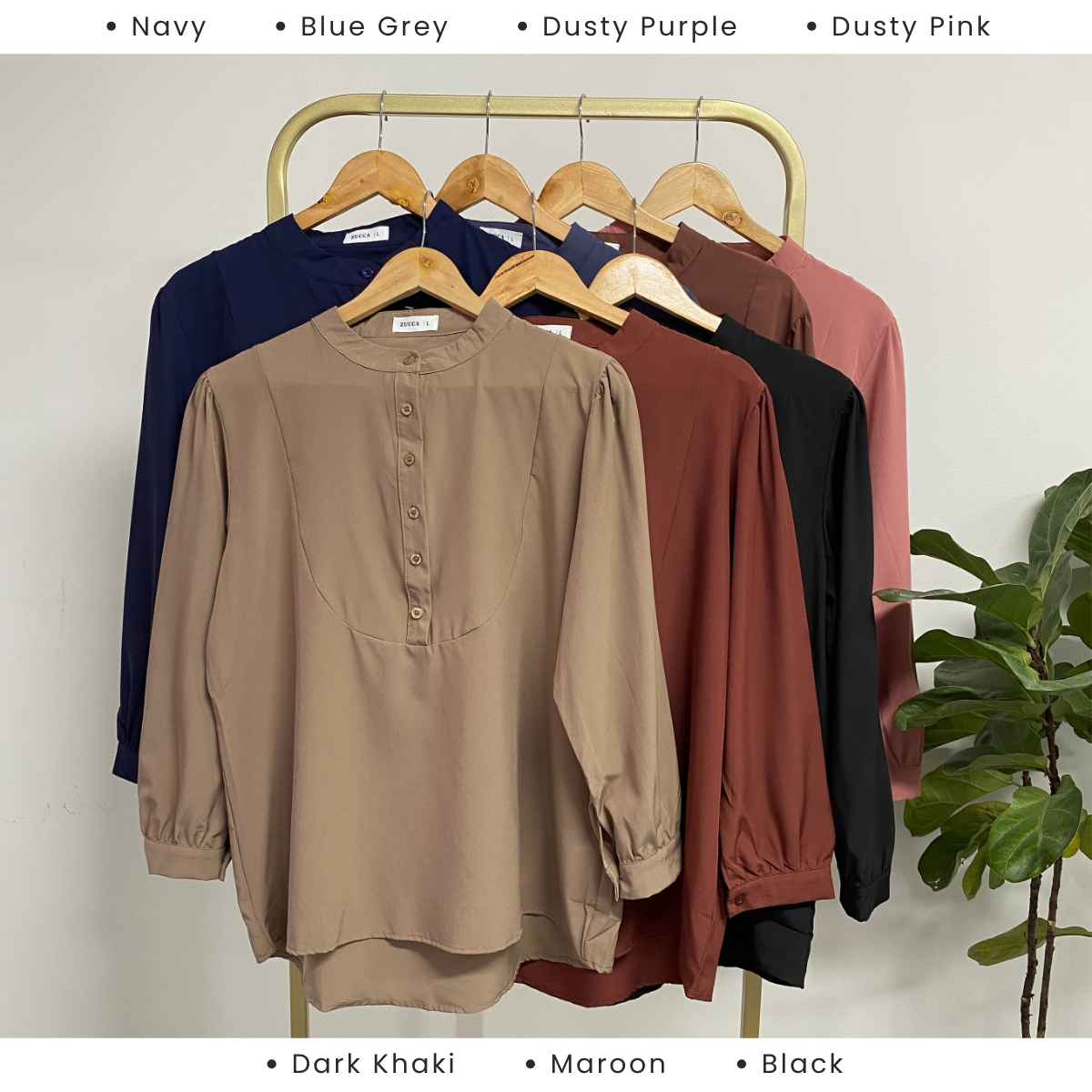 ZUCCA HAYNA HALF-BUTTON COTTON WOMEN BLOUSE - DM020 BAJU KEMEJA WANITA KOREAN STYLE