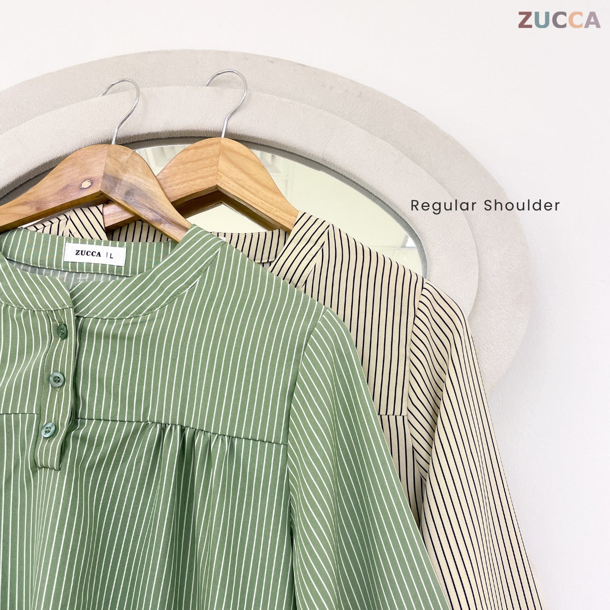 ZUCCA HAULA HALF BUTTON STRIPE BLOUSE DOLLY STYLE - DM036