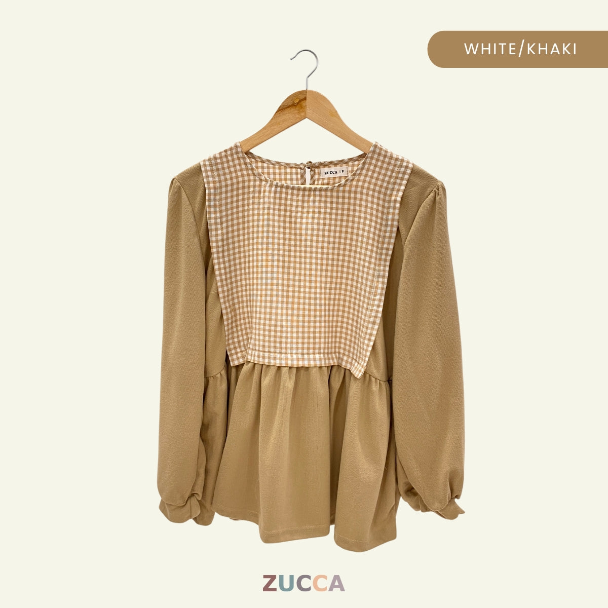 ZUCCA SULLI BLOUS KOREA PEPLUM BERCORAK KOTAK - DM040