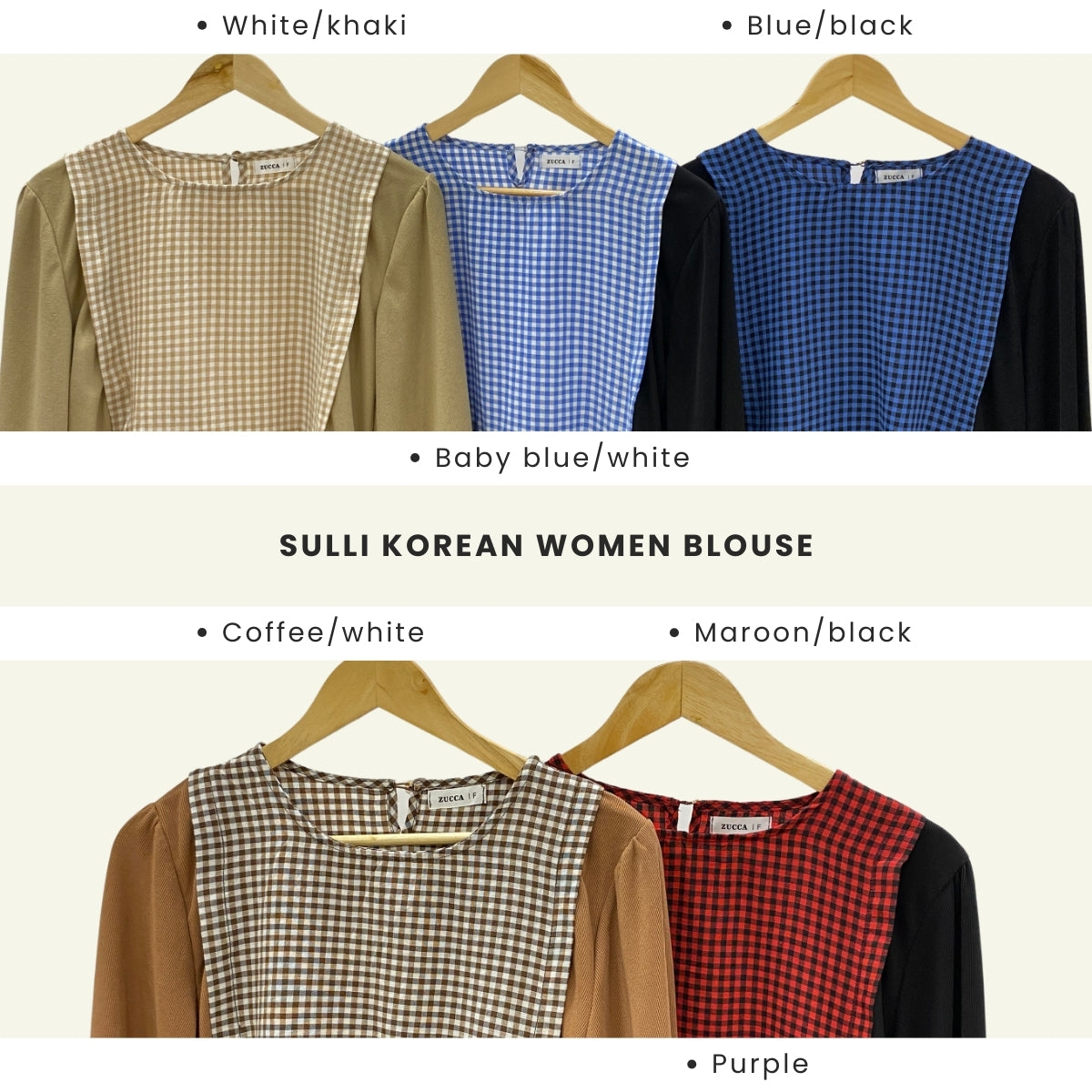 ZUCCA SULLI BLOUS KOREA PEPLUM BERCORAK KOTAK - DM040