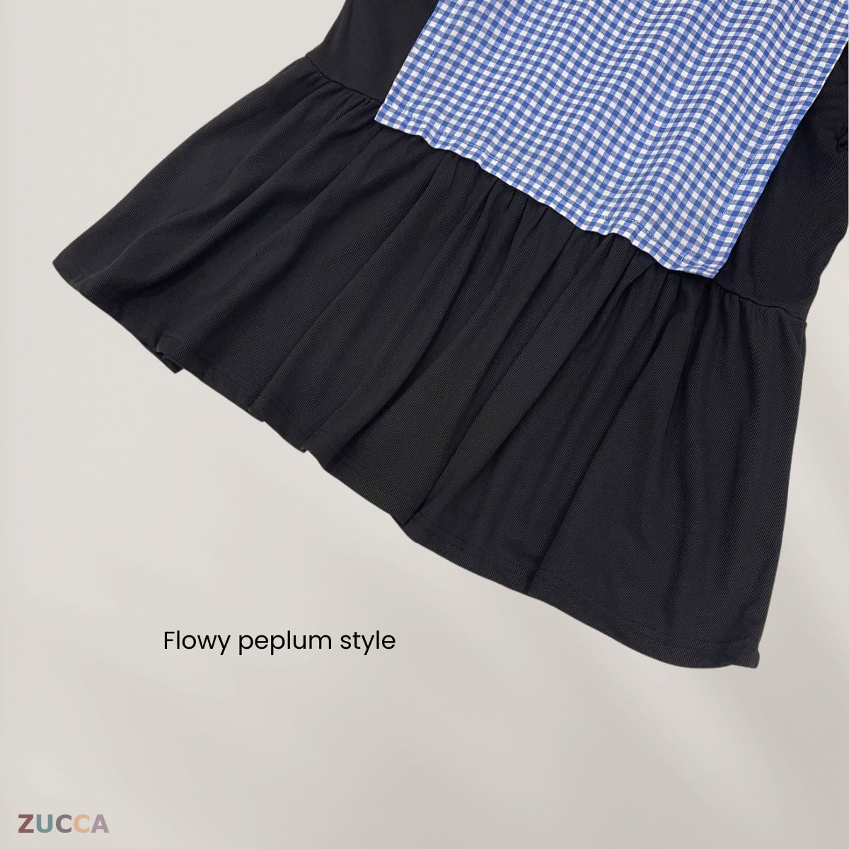 ZUCCA SULLI BLOUS KOREA PEPLUM BERCORAK KOTAK - DM040
