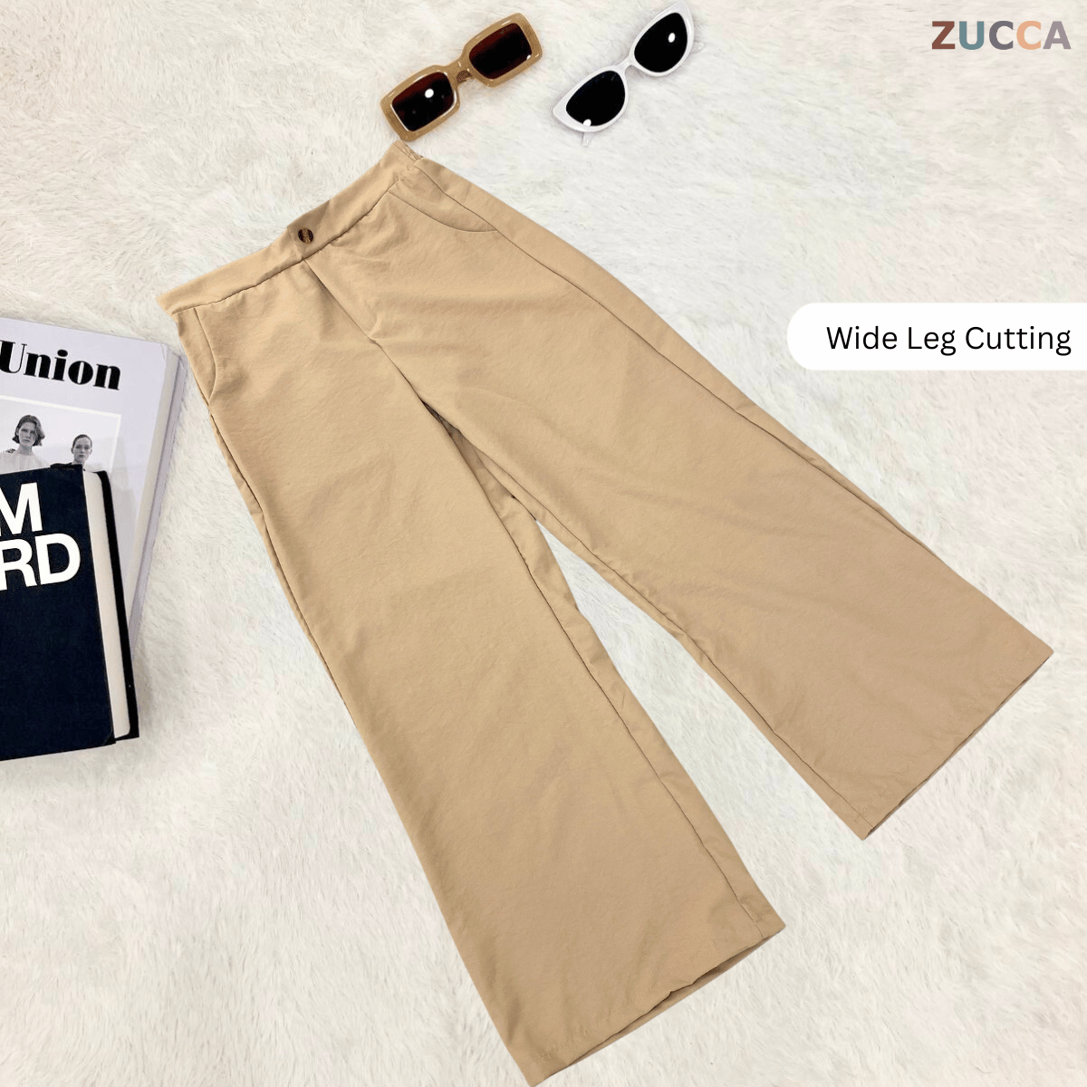 ZUCCA IKARA COTTON WIDE LEG BUTTON PANTS - DM041