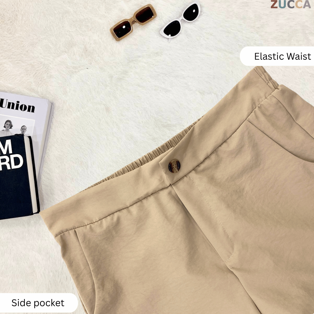 ZUCCA IKARA COTTON WIDE LEG BUTTON PANTS - DM041