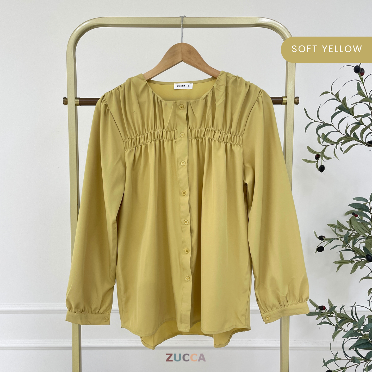 ZUCCA FRENA RUCHED WOMEN BLOUSE - DM078 KOREAN STYLE
