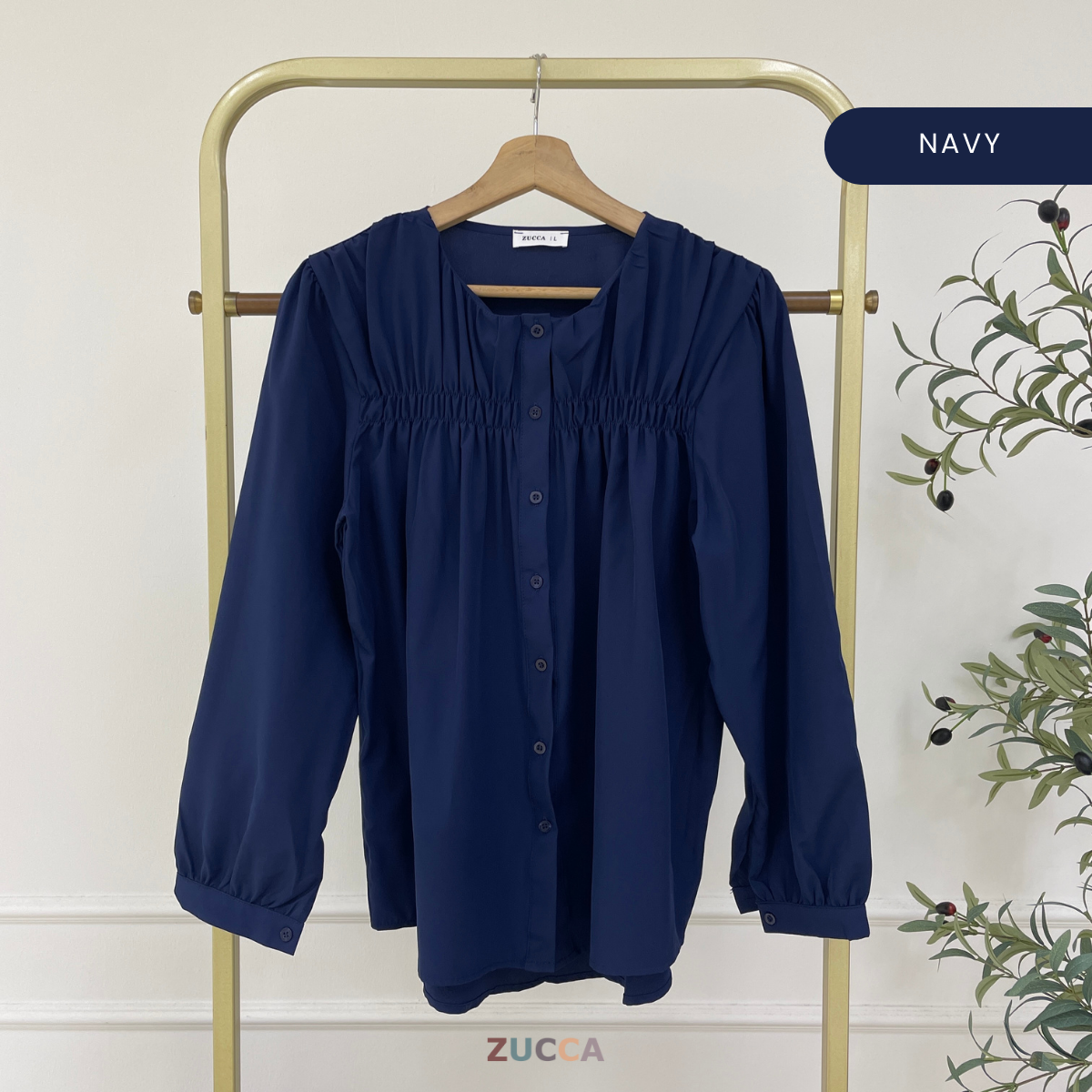 ZUCCA FRENA RUCHED WOMEN BLOUSE - DM078 KOREAN STYLE