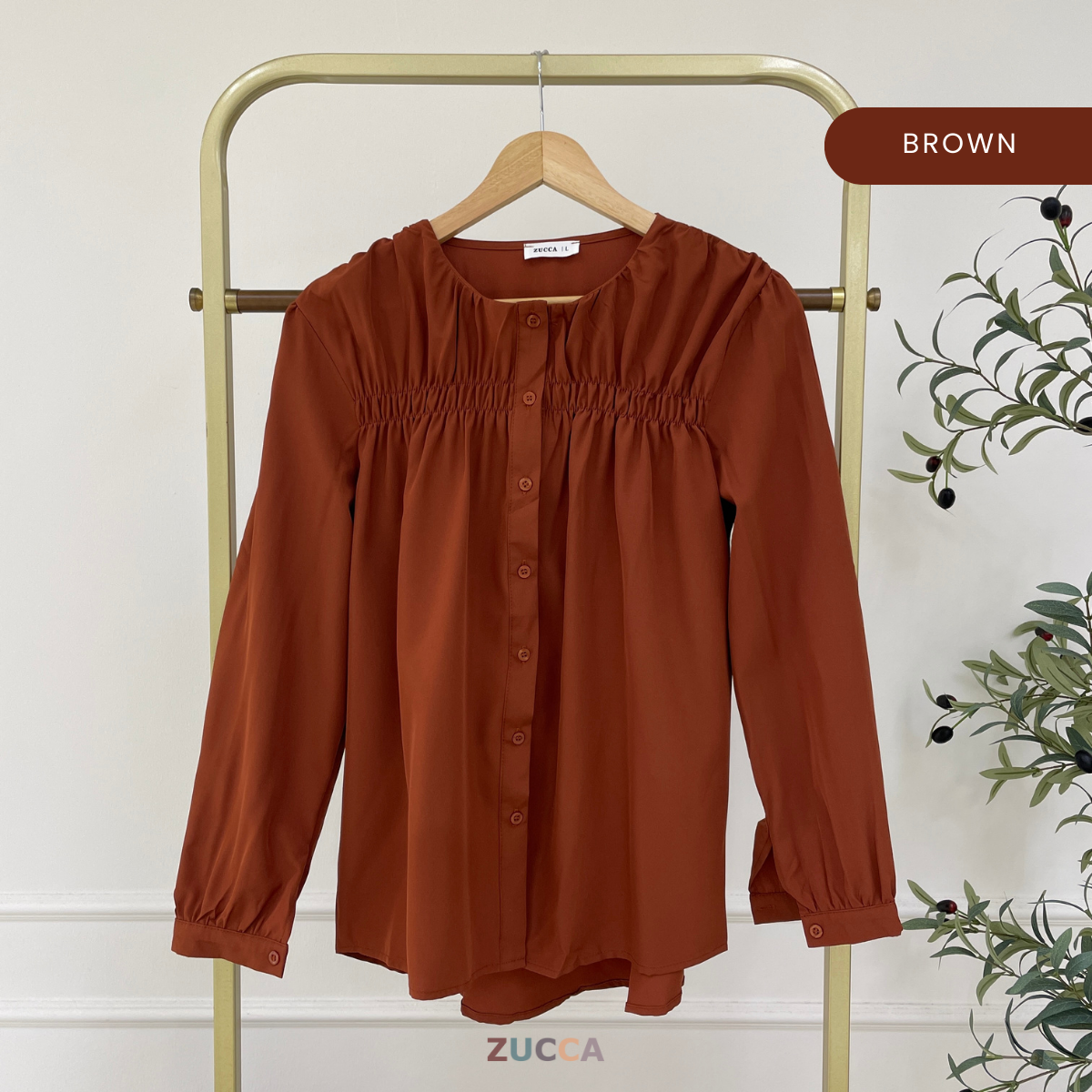 ZUCCA FRENA RUCHED WOMEN BLOUSE - DM078 KOREAN STYLE