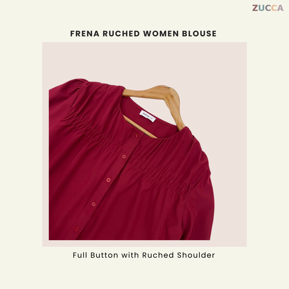 ZUCCA FRENA RUCHED WOMEN BLOUSE - DM078 KOREAN STYLE