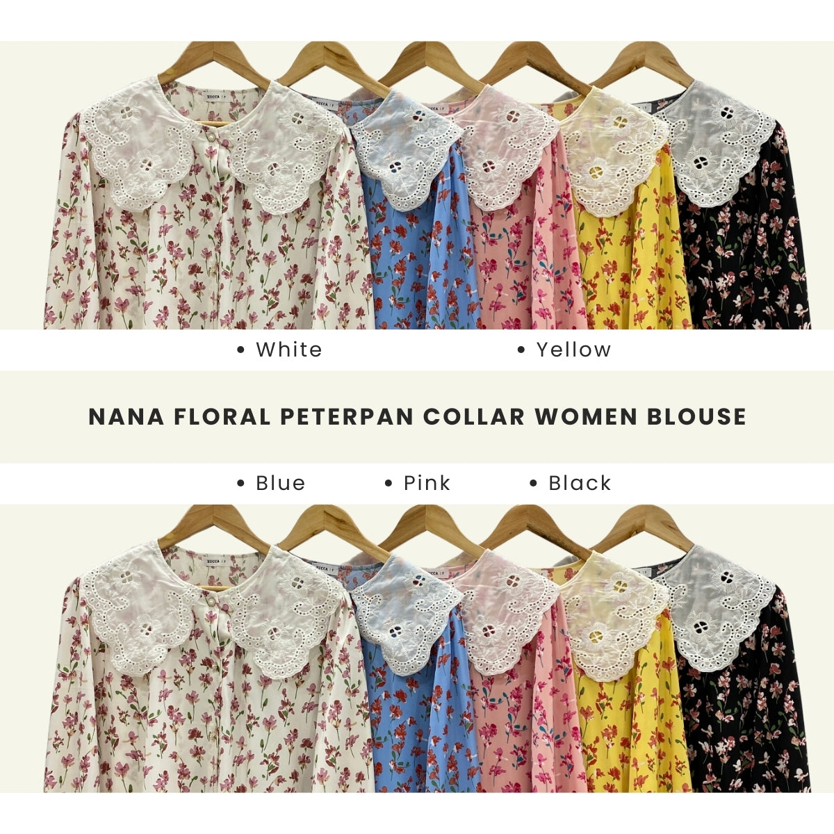 ZUCCA NANA KEMEJA WANITA FLORAL BERKOLAR PETERPAN - DM099 GAYA KOREA
