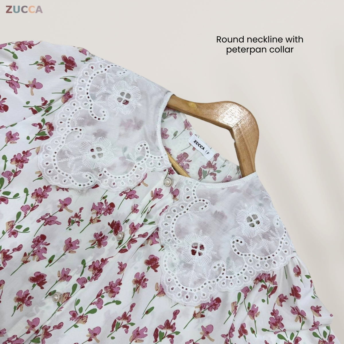 ZUCCA NANA KEMEJA WANITA FLORAL BERKOLAR PETERPAN - DM099 GAYA KOREA