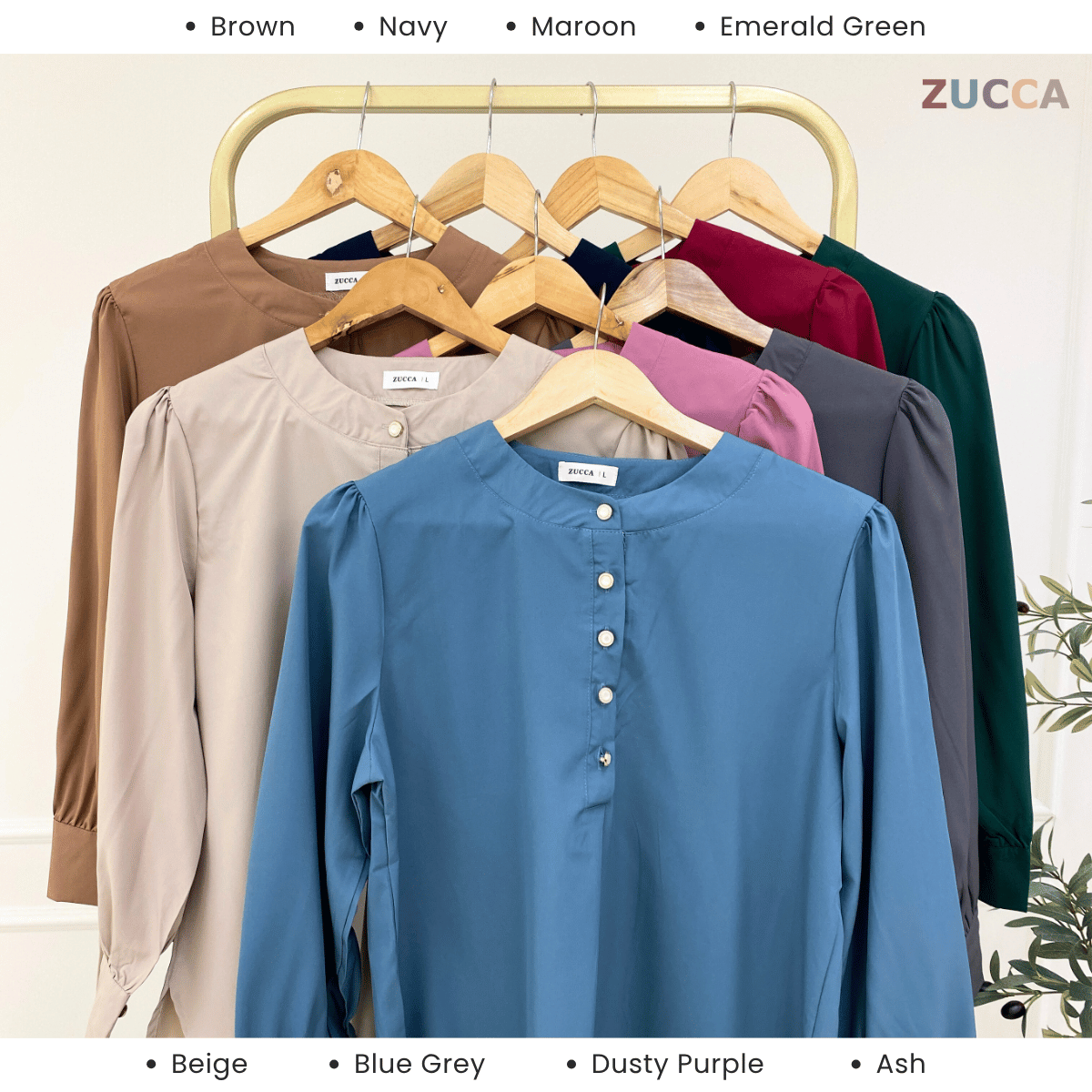ZUCCA WAZAR LONG BLOUSE COMFY IRONLESS - DM109 Baju Cotton