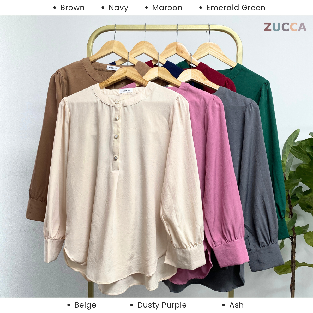 ZUCCA WAZAR LONG BLOUSE COMFY IRONLESS - DM109 Baju Cotton