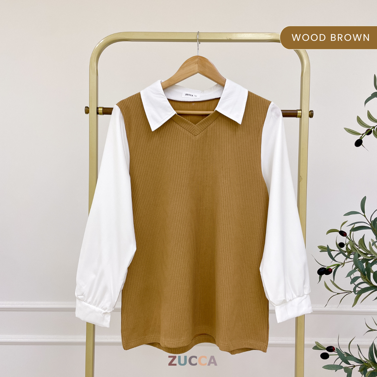 Stacy Ribbed Knit Attached Women Blouse - DM122 Korean Style