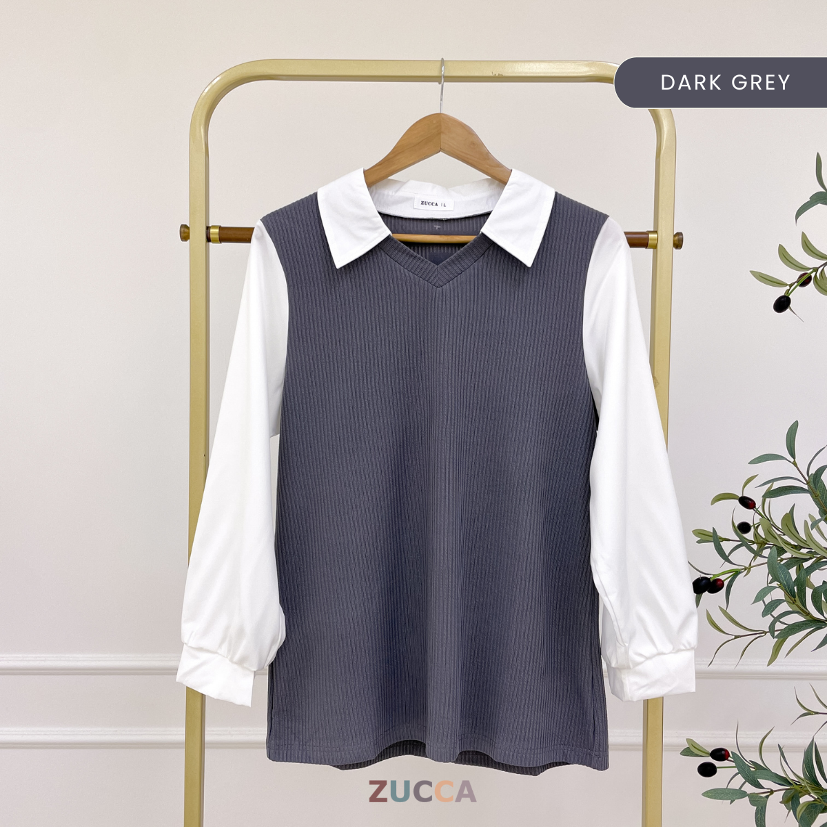 Stacy Ribbed Knit Attached Women Blouse - DM122 Korean Style