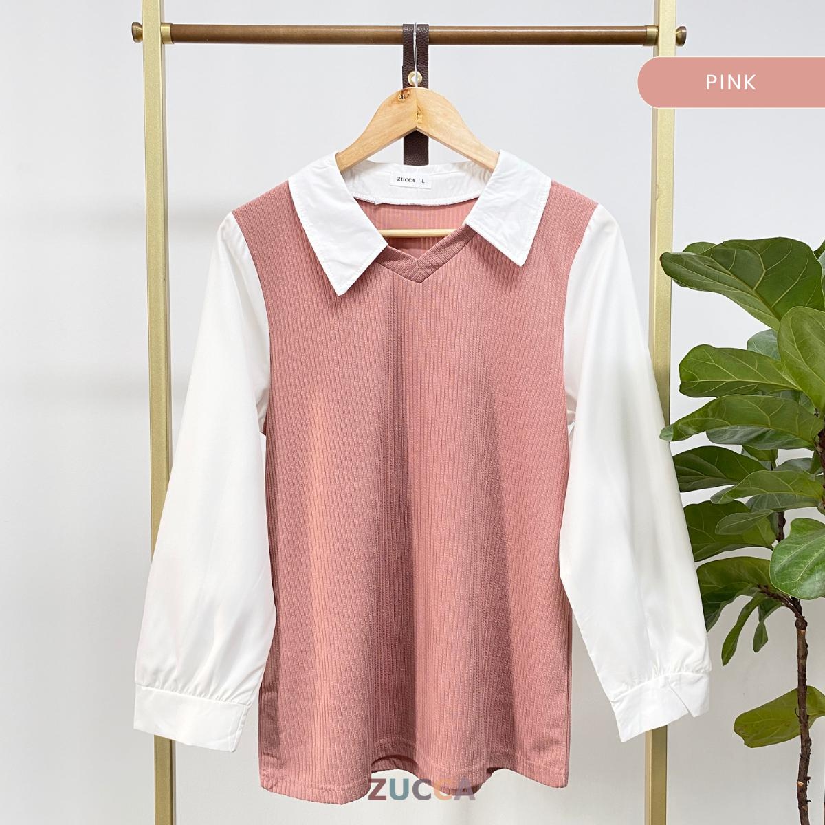 Stacy Ribbed Knit Attached Women Blouse - DM122 Korean Style