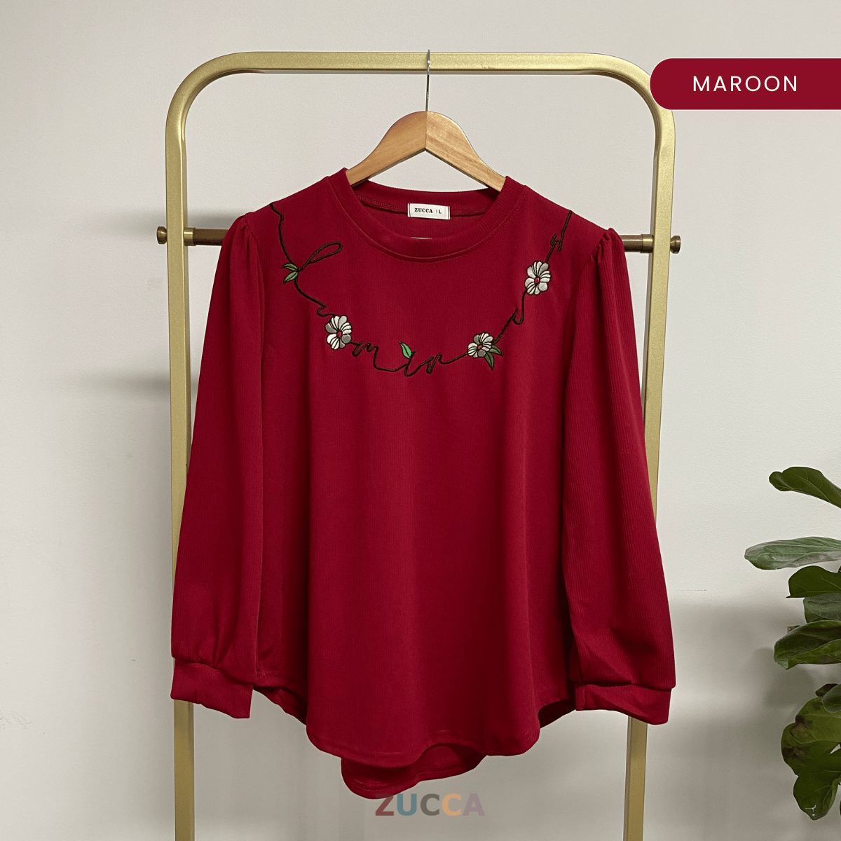 ZUCCA ADISA CASUAL BLOUSE WITH EMBROIDERY DESIGN - DM140