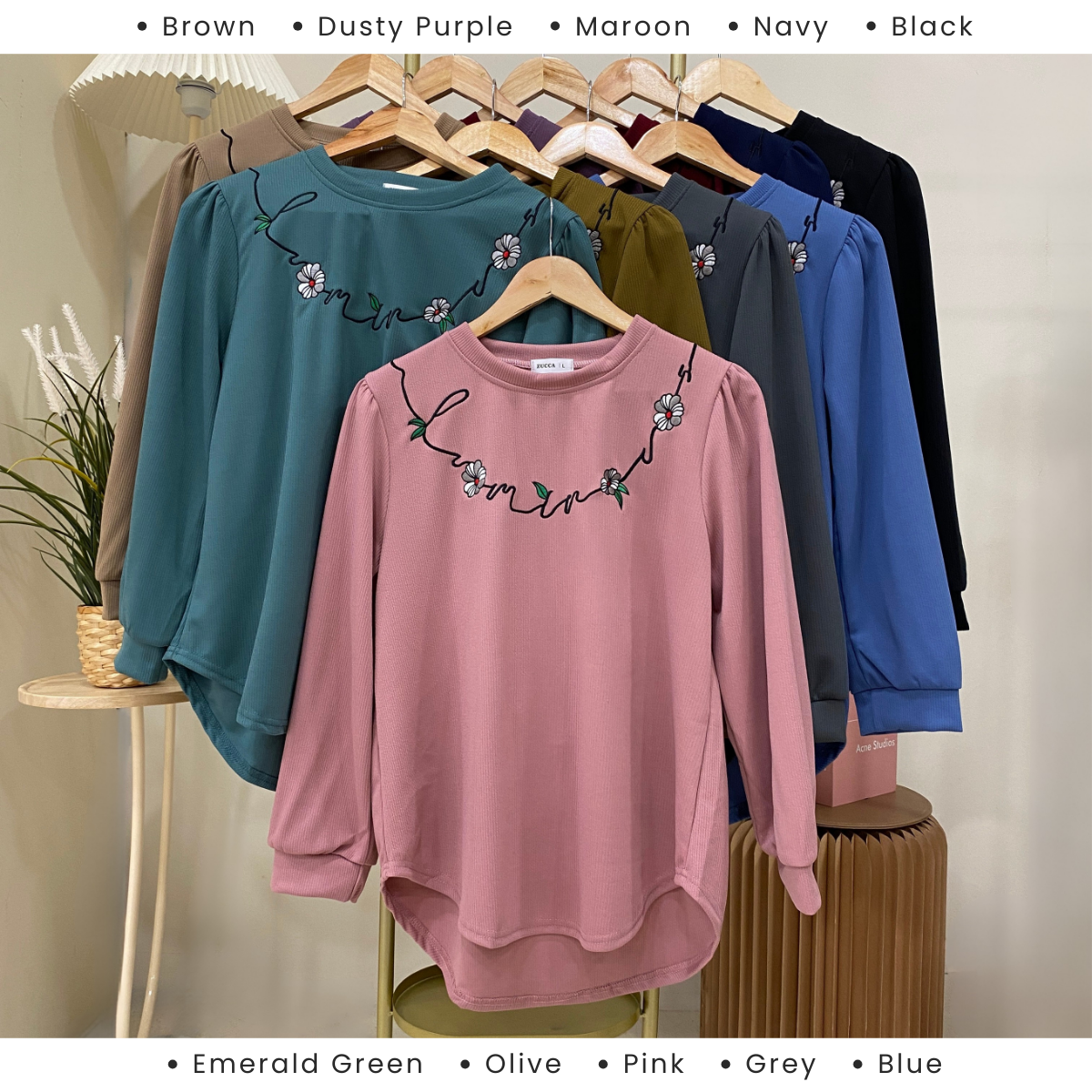 ZUCCA ADISA CASUAL BLOUSE WITH EMBROIDERY DESIGN - DM140