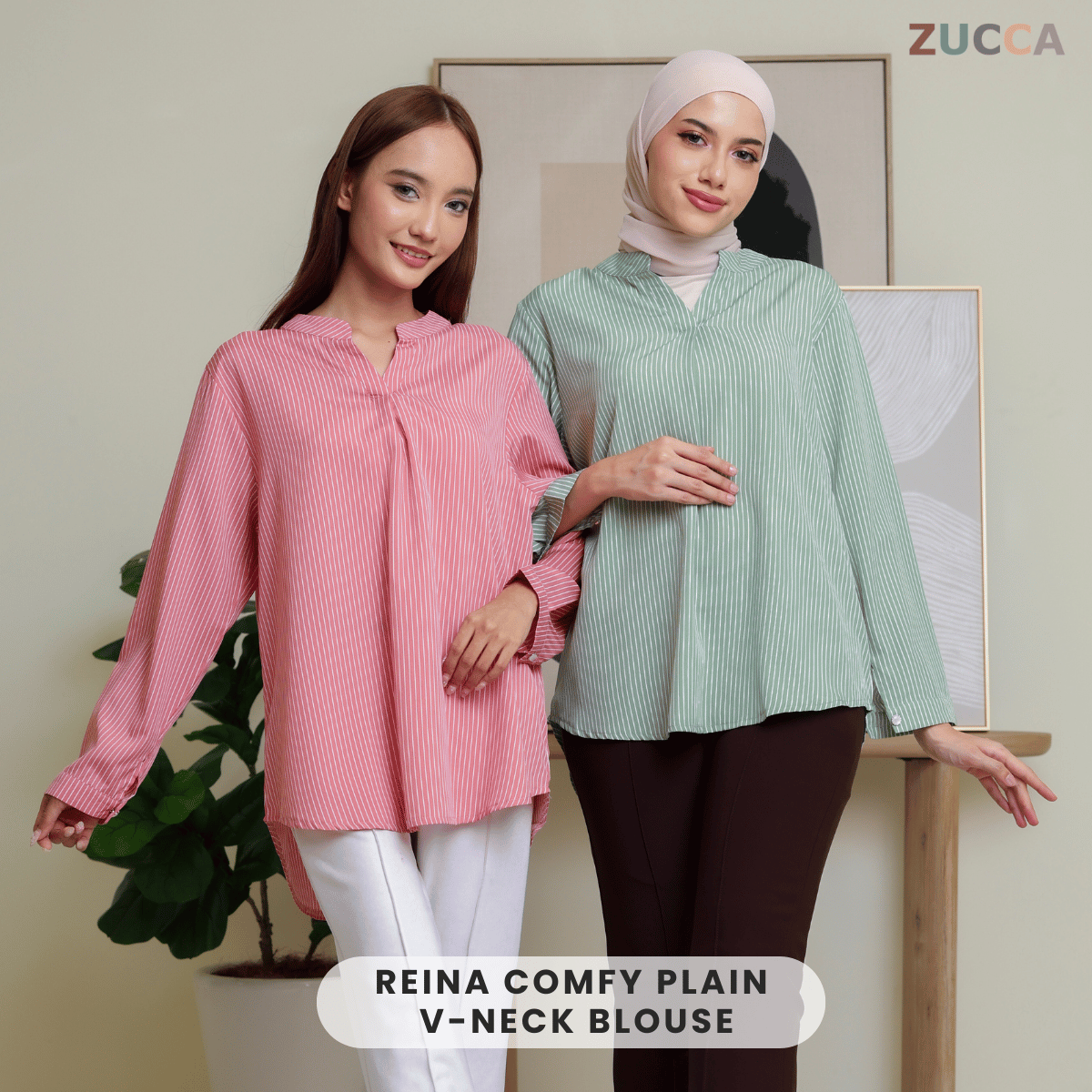 ZUCCA REINA COMFY PLAIN V-NECK BLOUSE - DM144