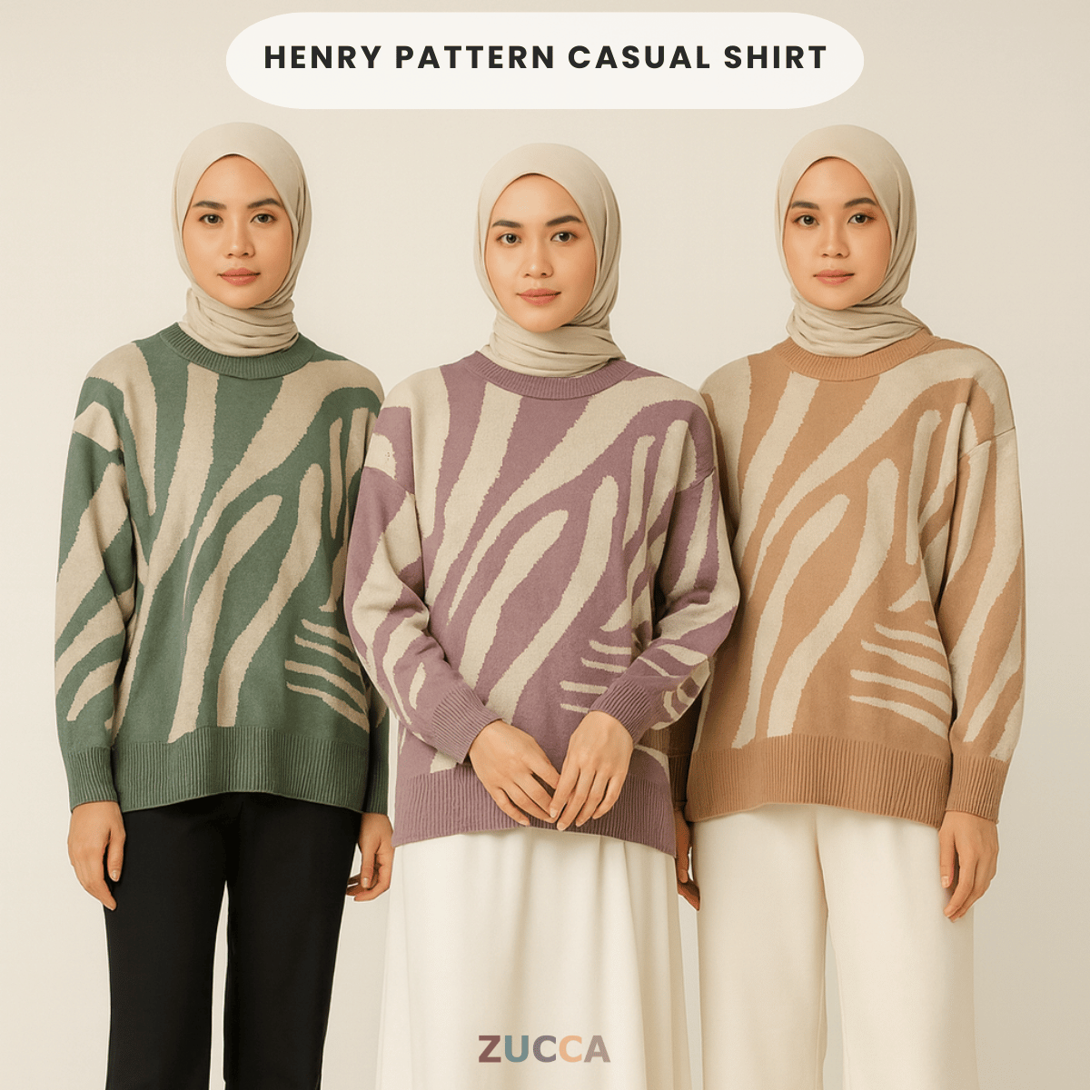 ZUCCA HENRY KOREA STYLE BAGGY COMFY KNITWEAR LABUH - DM190 SWEARSHIRT
