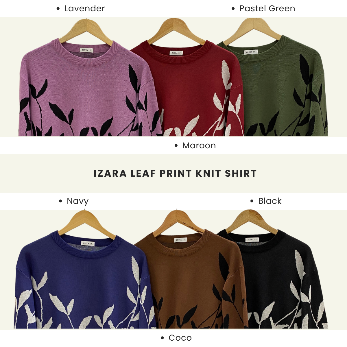 ZUCCA IZARA LEAF PRINT KNIT SHIRT - DM192 KOREAN STYLE