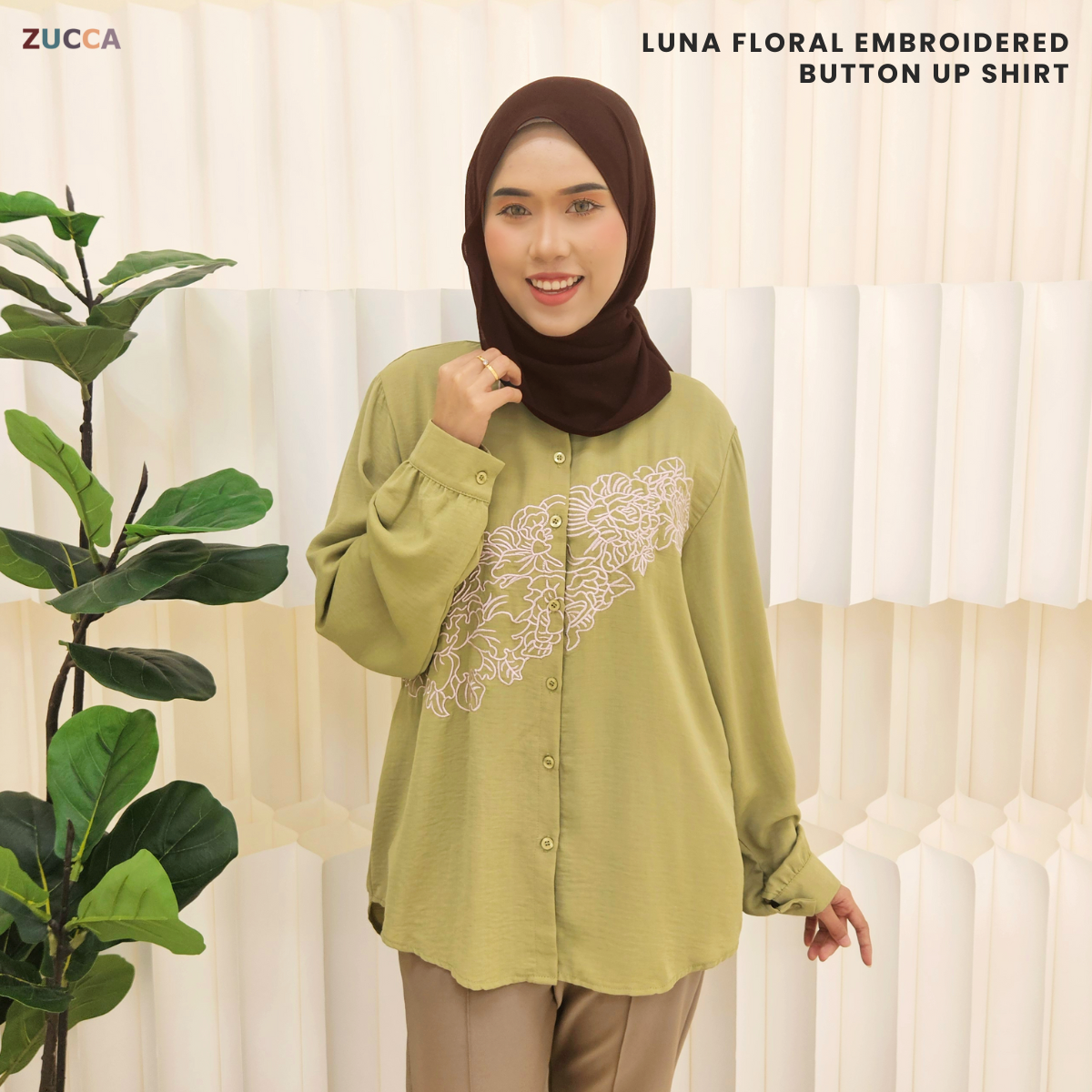 ZUCCA LUNA FLORAL EMBROIDERED BUTTON UP SHIRT - DM196 KOREAN STYLE