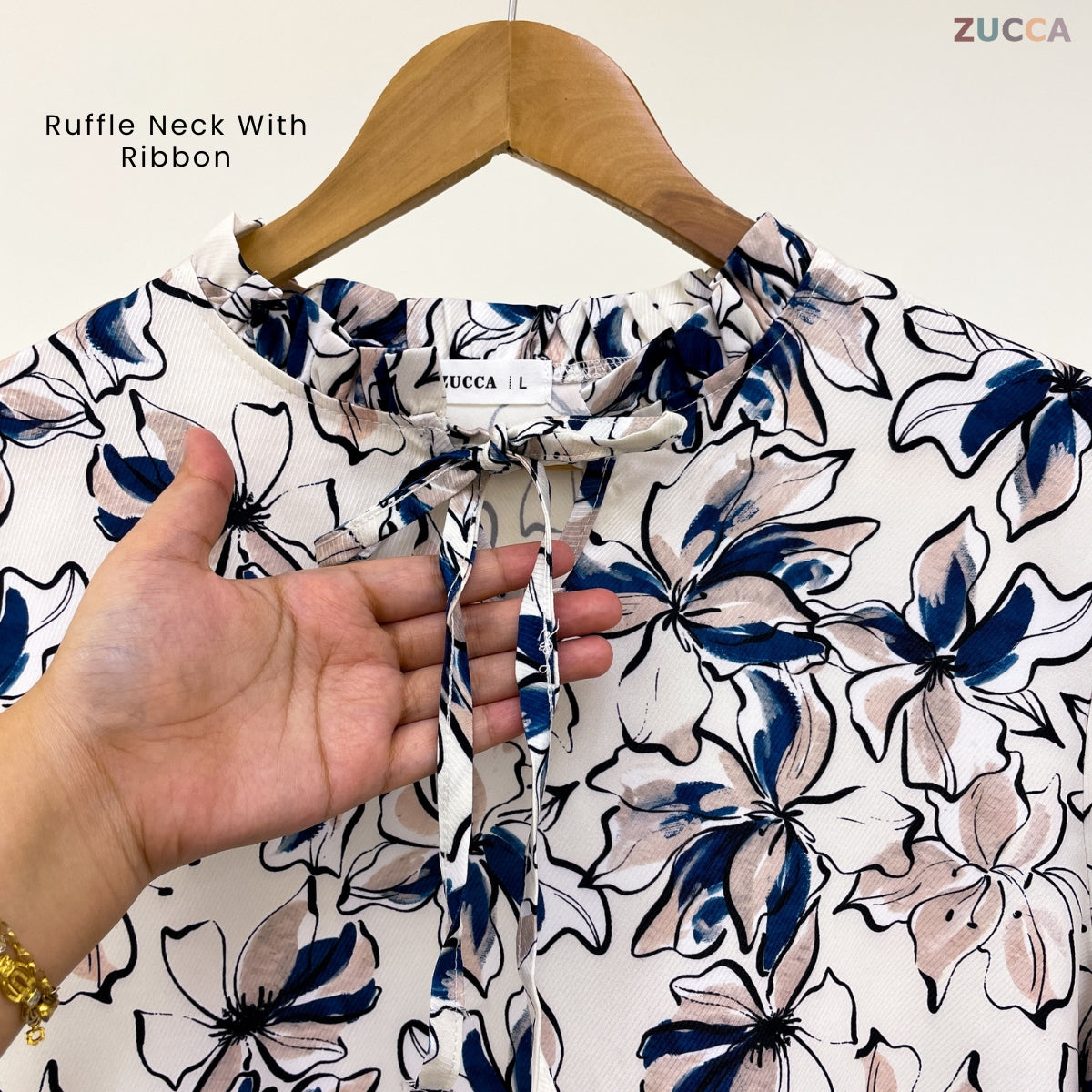 ZUCCA NIKITA BLOUSE LEHER REBEN BERCORAK FLORAL GAYA KOREA - DM248