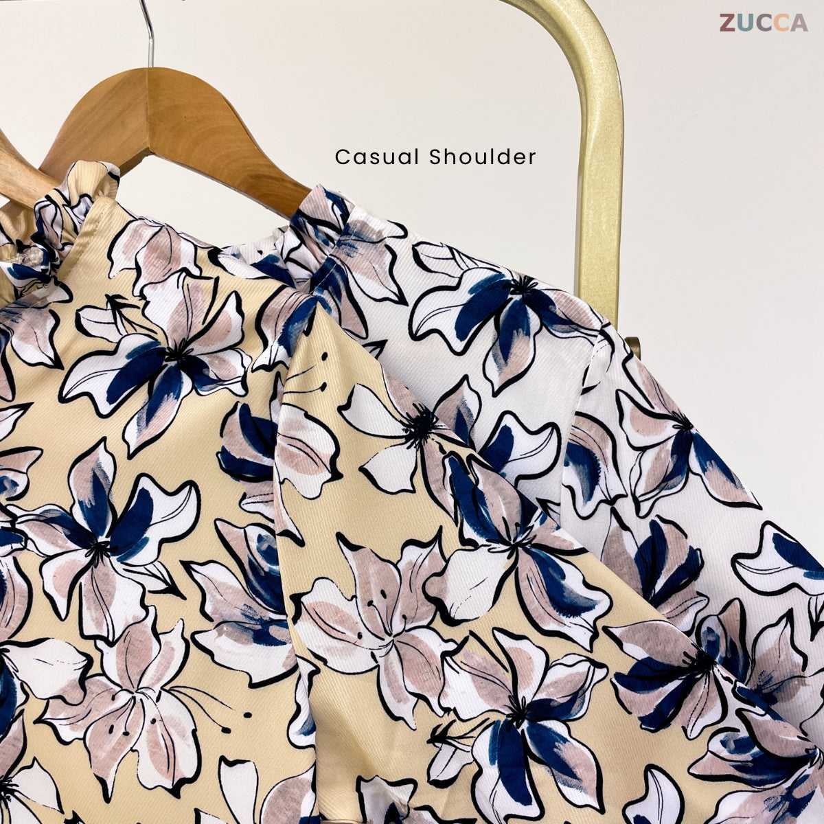ZUCCA NIKITA BLOUSE LEHER REBEN BERCORAK FLORAL GAYA KOREA - DM248