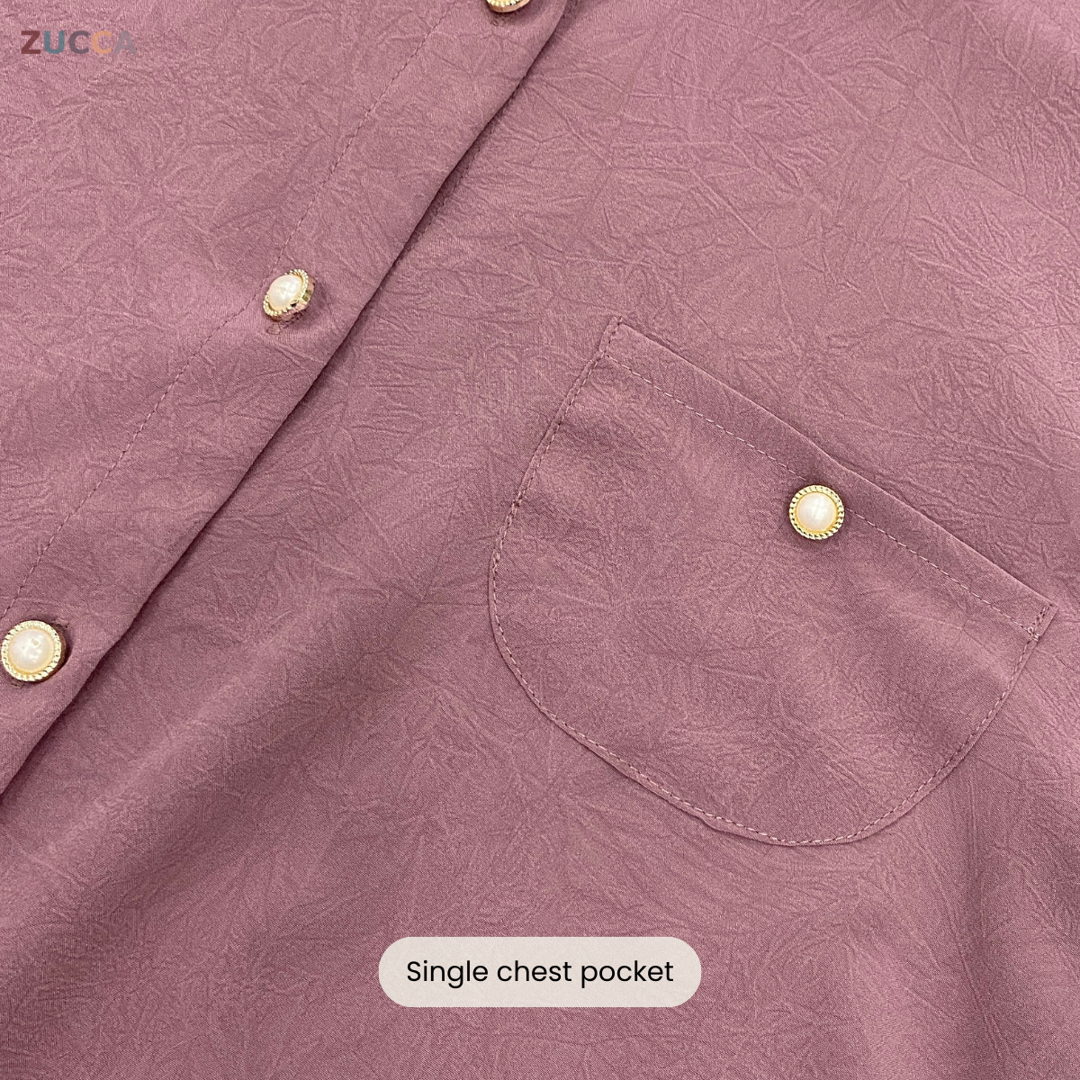 ZUCCA RHEA CASUAL BUTTON UP COLLARED WOMEN SHIRT - DM217 POCKET
