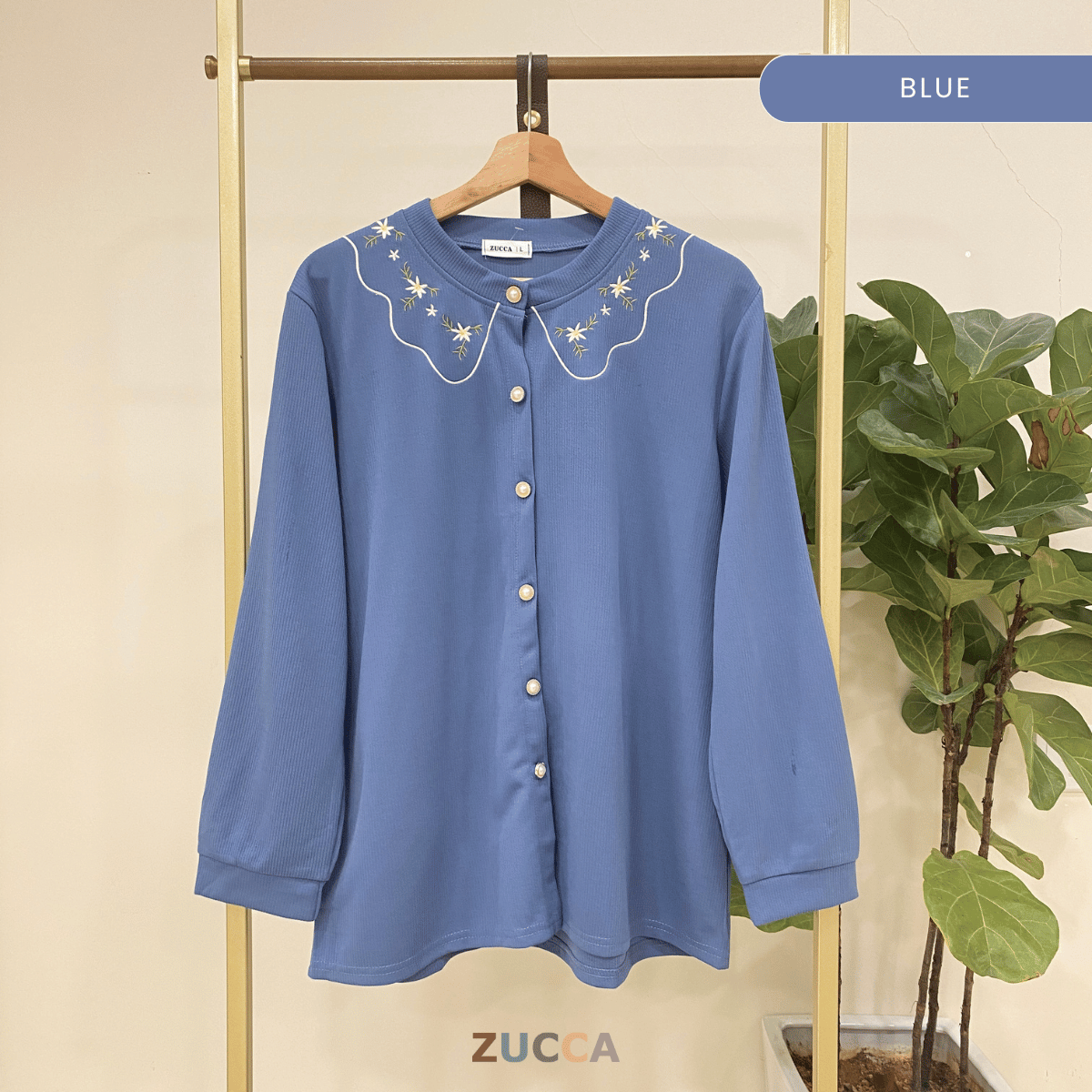 Leya Floral Embroidery Neck Women Blouse - DM233