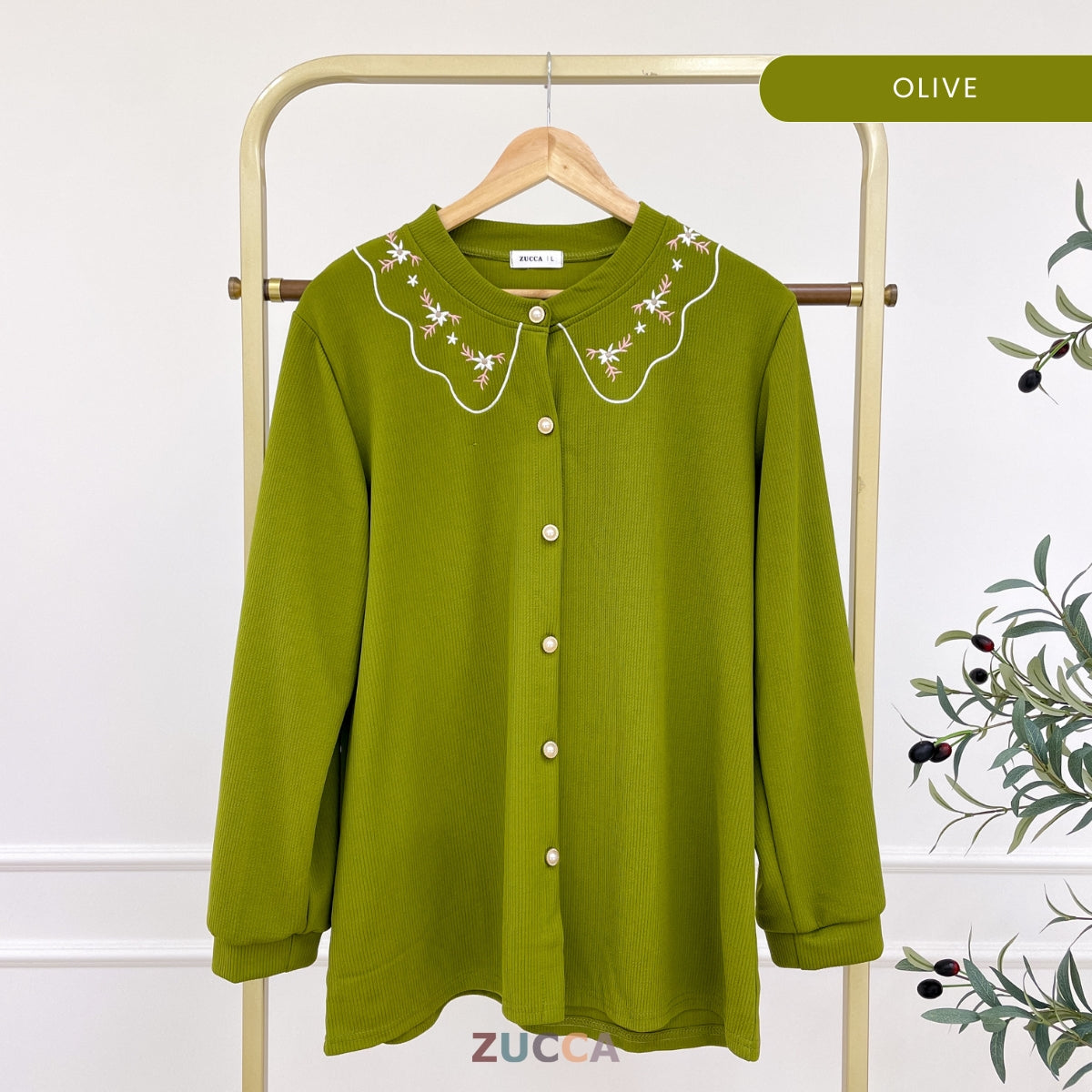 Leya Floral Embroidery Neck Women Blouse - DM233