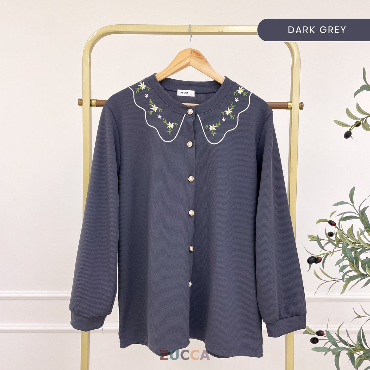 Leya Floral Embroidery Neck Women Blouse - DM233