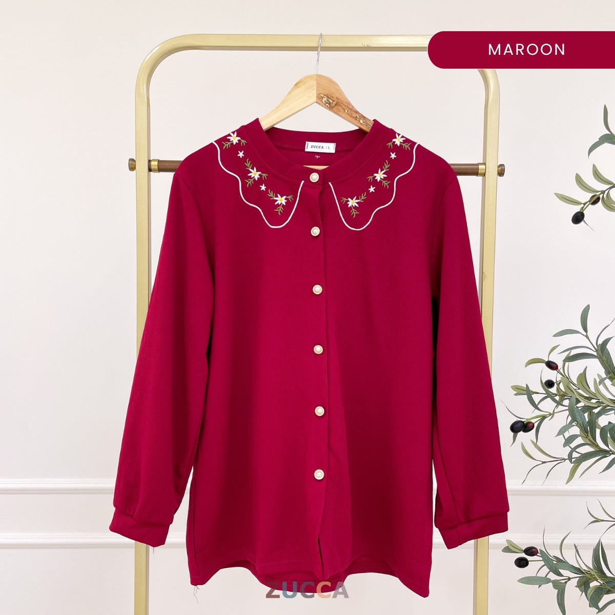 Leya Floral Embroidery Neck Women Blouse - DM233