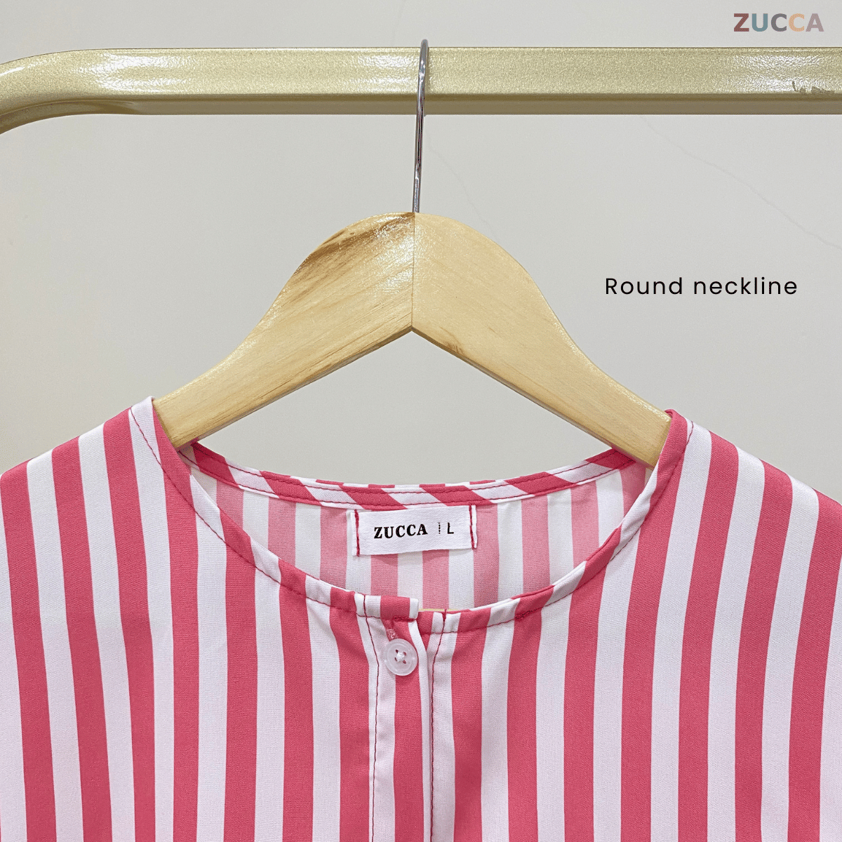 ZUCCA AUFA FLORAL EMBROIDERED STRIPE COTTON BLOUSE - DM239