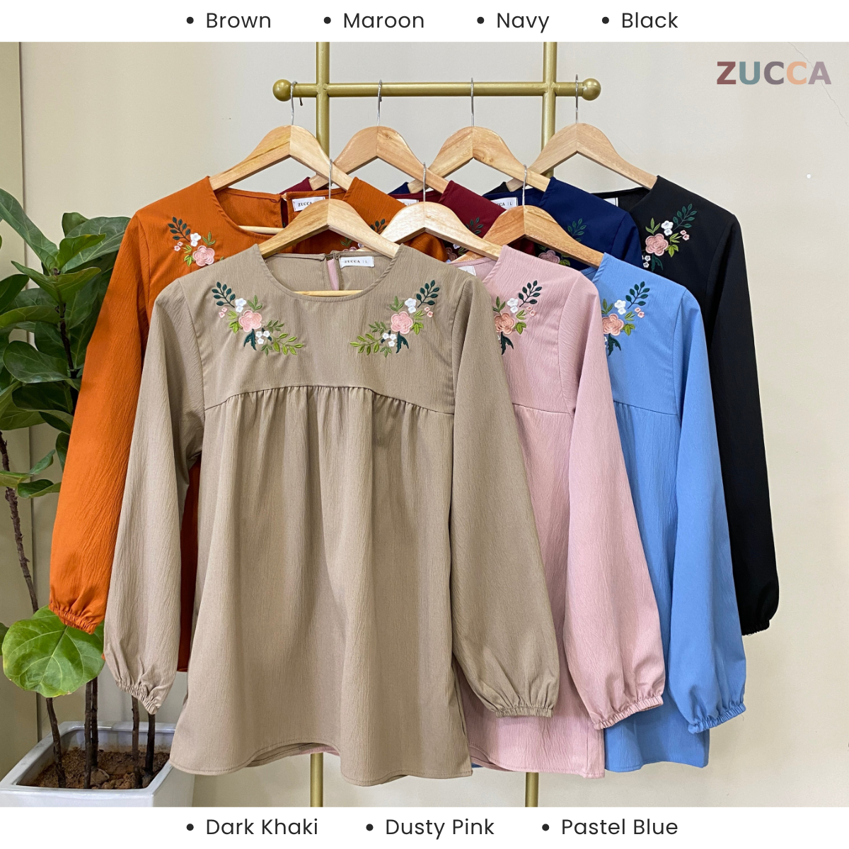ZUCCA INAYA BLOUSE DOLLY SULAMAN FLORAL - DM242 GAYA KOREA Casual Cotton